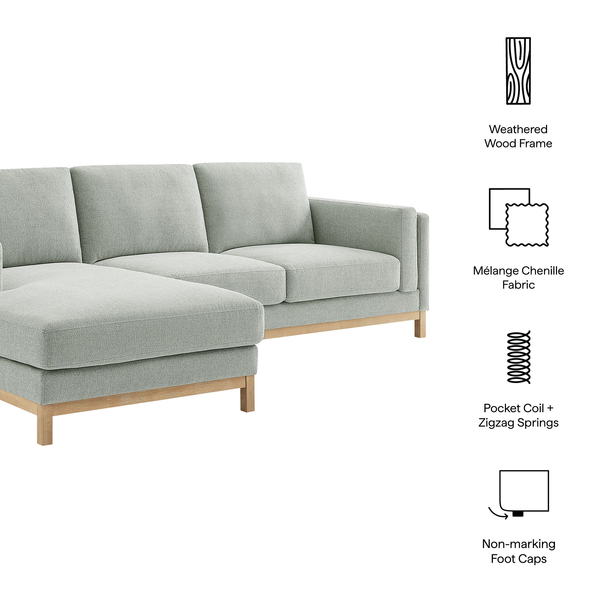 Roscoe Left-Facing Fabric Sectional Sofa with Chaise by Modway - Best Buy Furniture