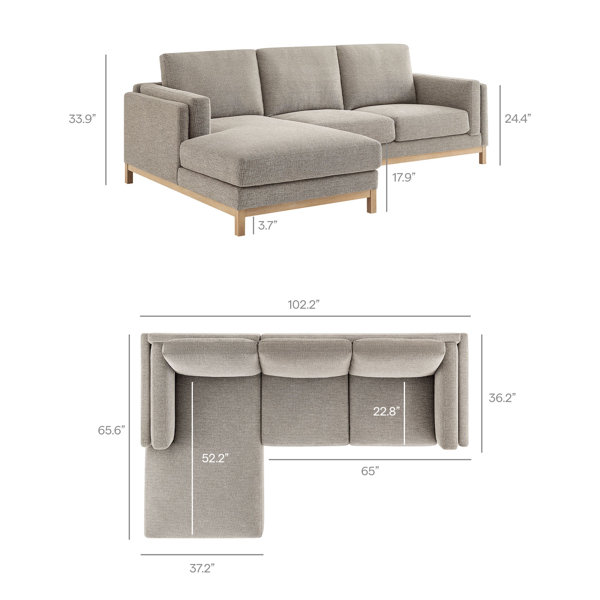 Roscoe Left-Facing Fabric Sectional Sofa with Chaise by Modway - Best Buy Furniture