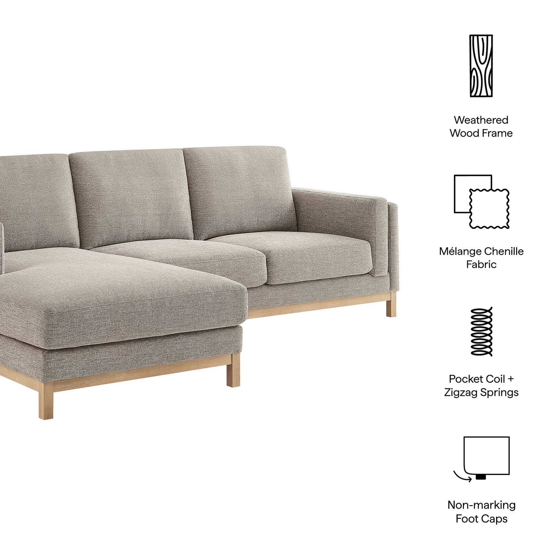 Roscoe Left-Facing Fabric Sectional Sofa with Chaise by Modway - Best Buy Furniture