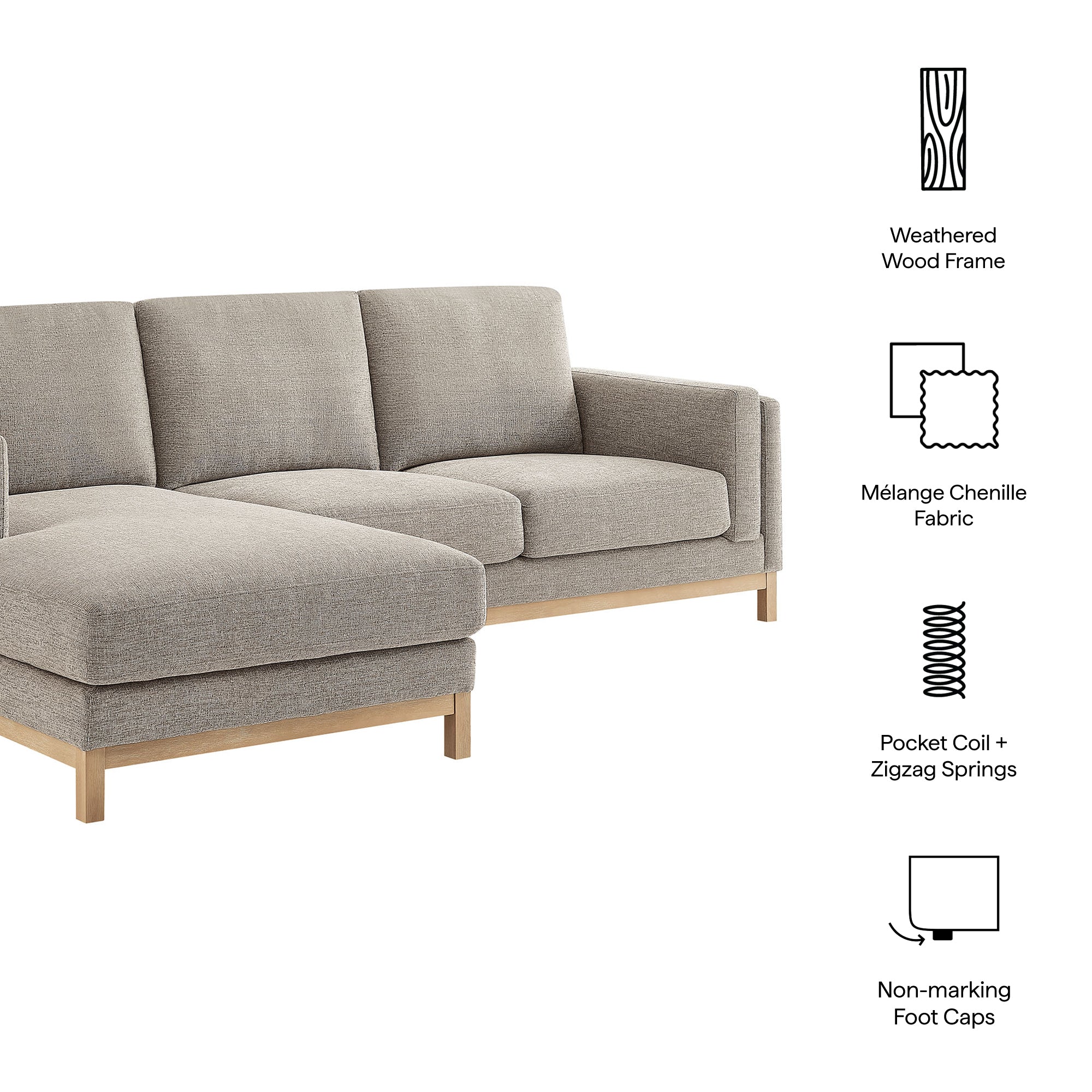 Roscoe Left-Facing Fabric Sectional Sofa with Chaise by Modway - Best Buy Furniture