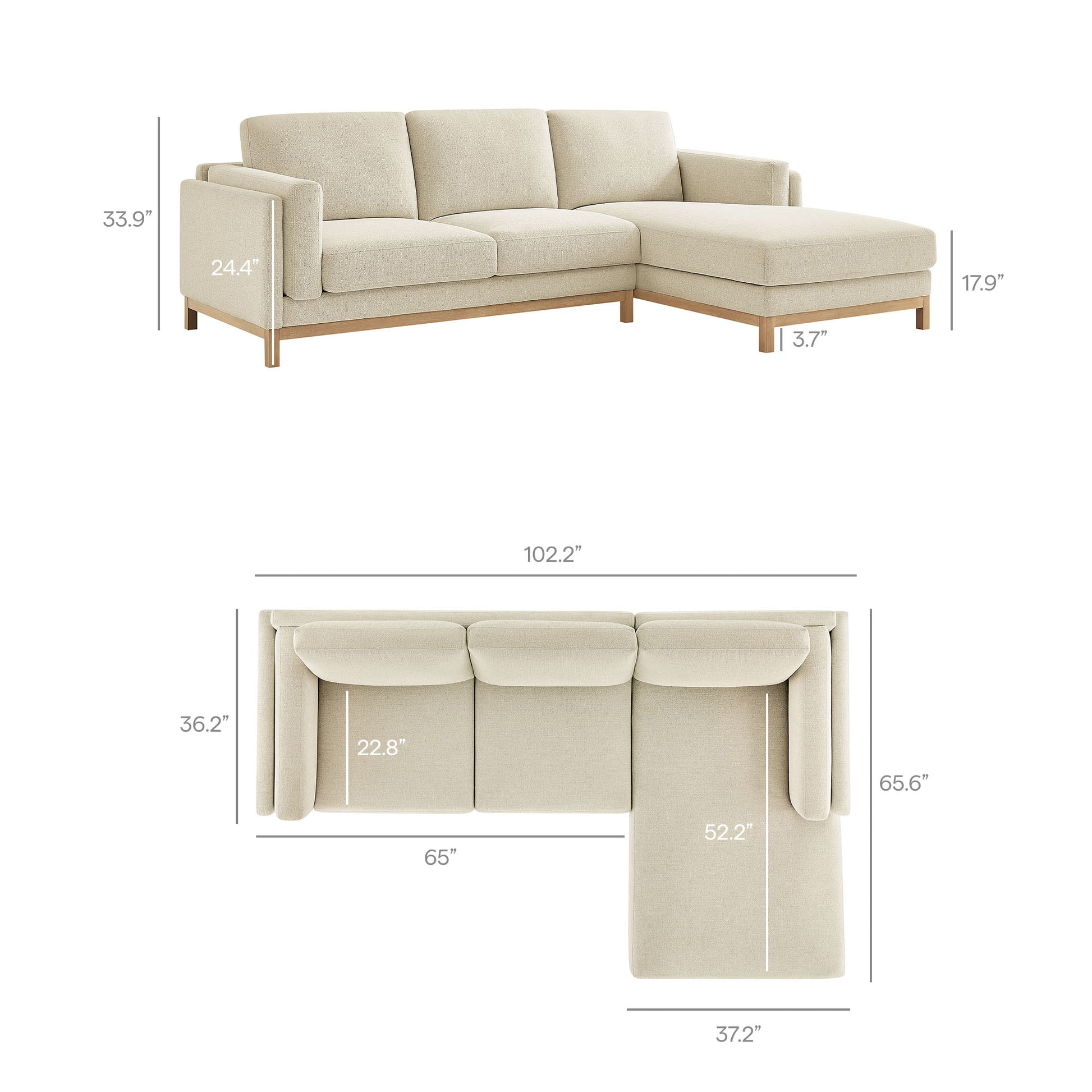 Roscoe Right-Facing Fabric Sectional Sofa with Chaise by Modway - Best Buy Furniture