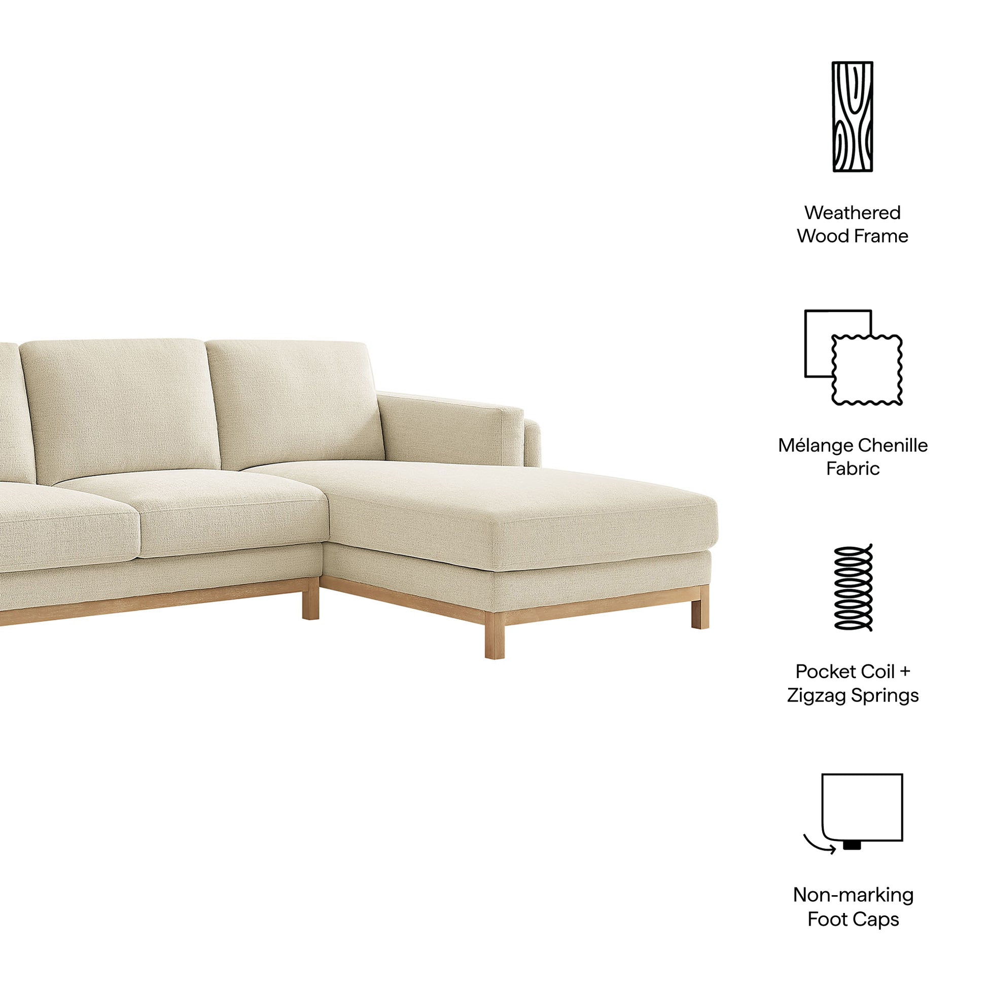 Roscoe Right-Facing Fabric Sectional Sofa with Chaise by Modway - Best Buy Furniture