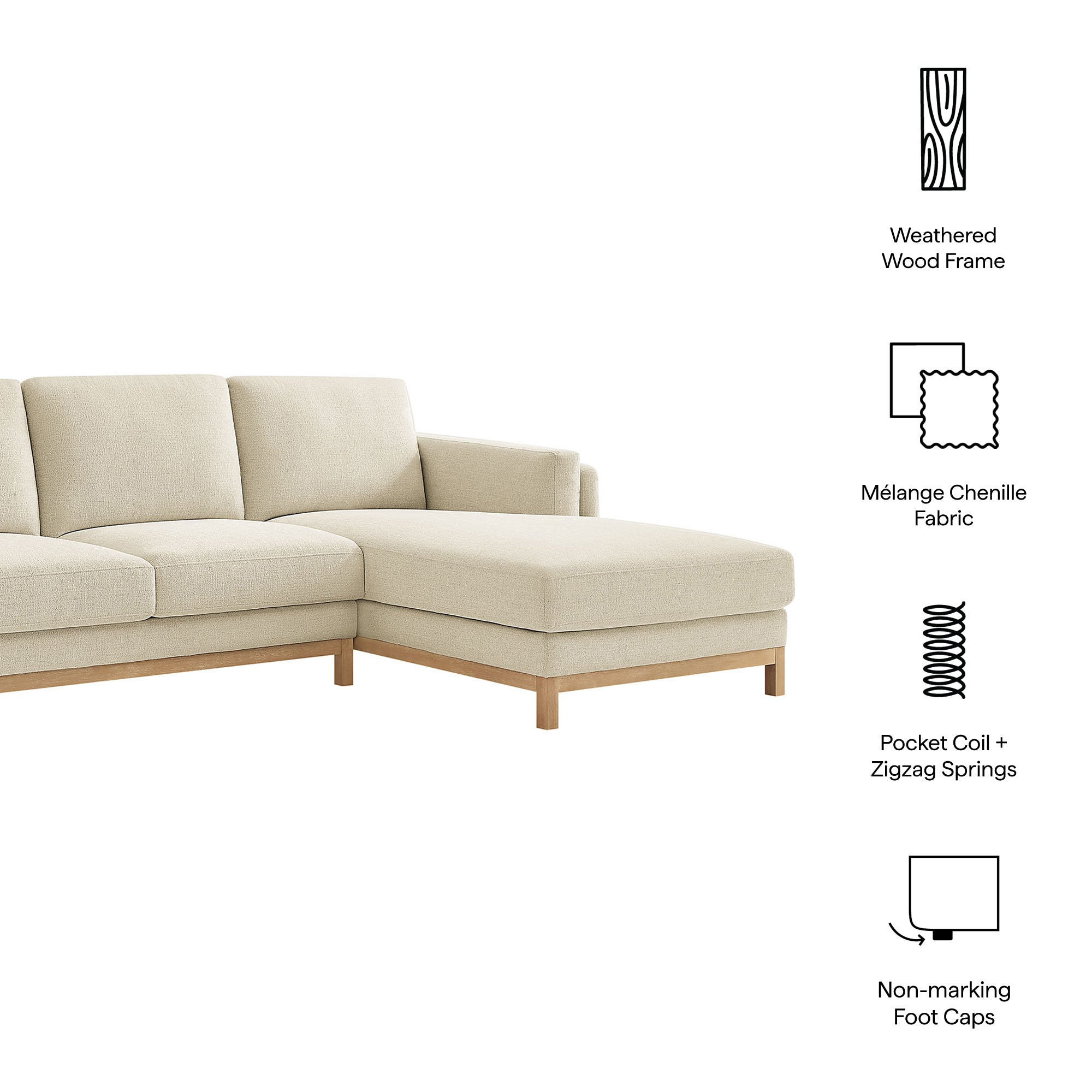 Roscoe Right-Facing Fabric Sectional Sofa with Chaise by Modway - Best Buy Furniture