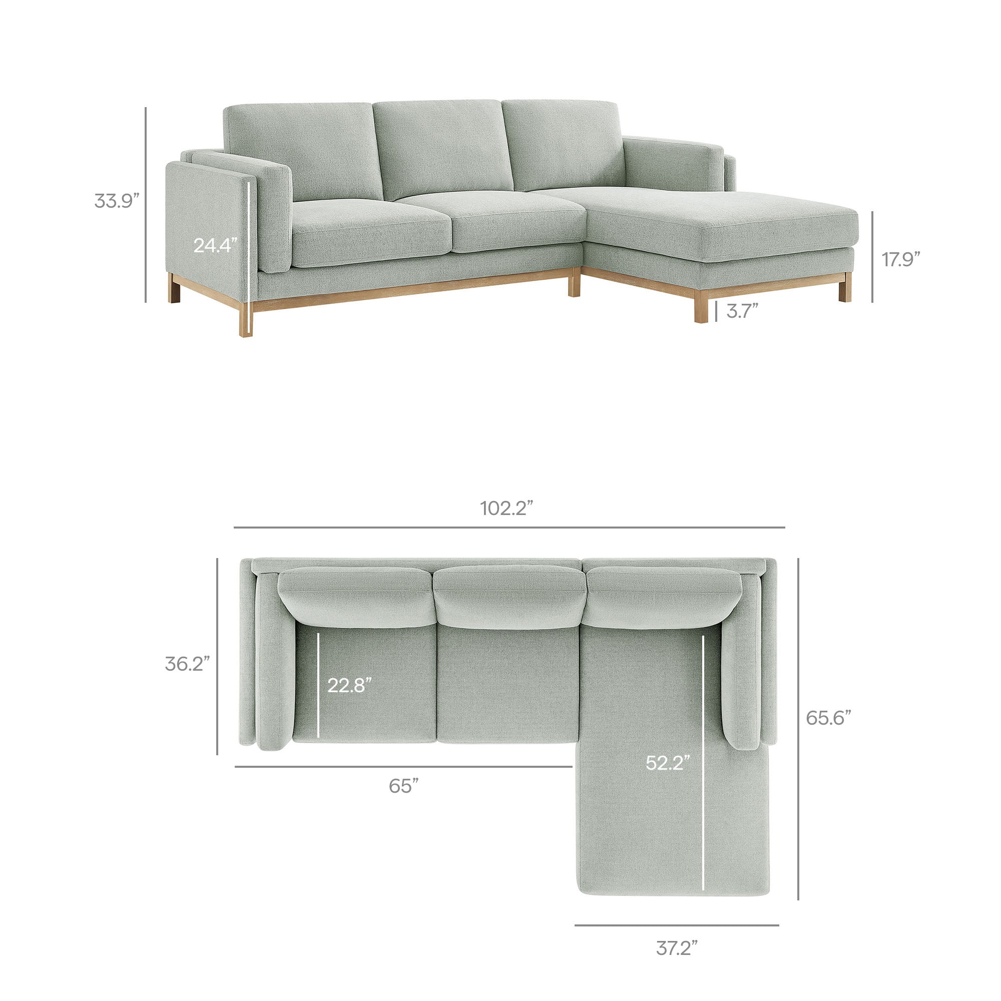 Roscoe Right-Facing Fabric Sectional Sofa with Chaise by Modway - Best Buy Furniture
