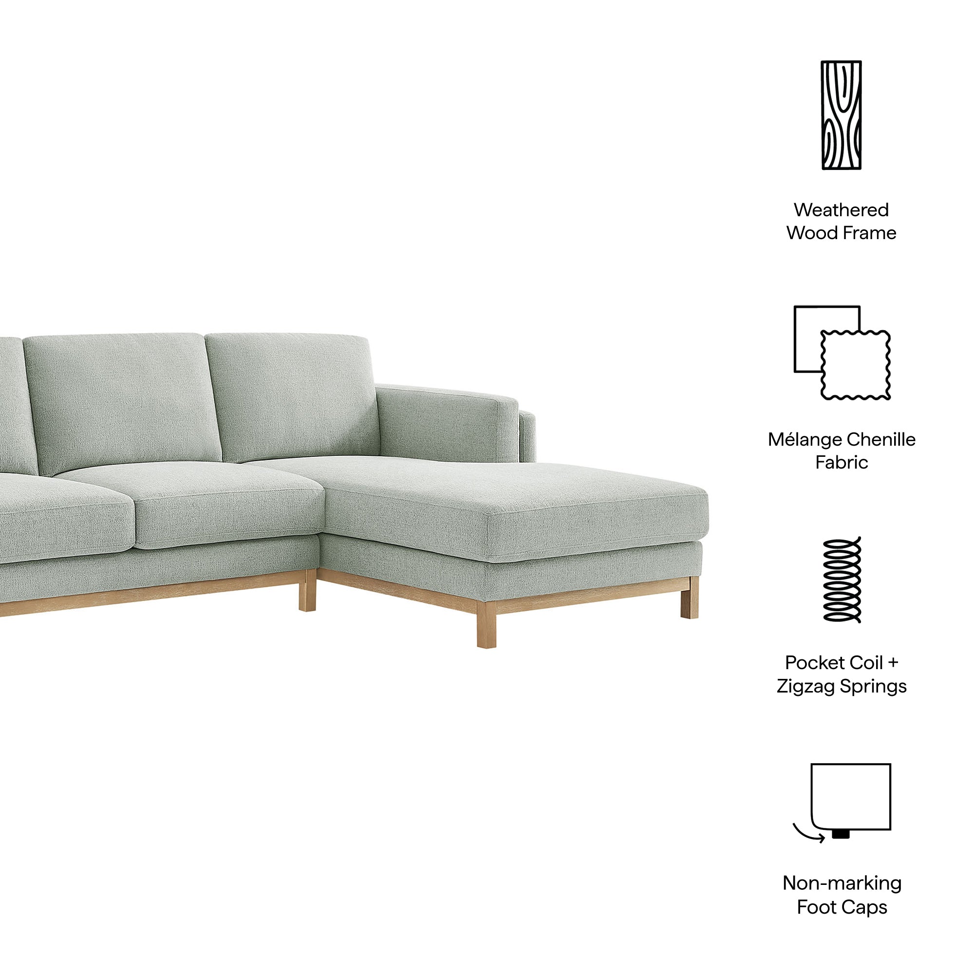 Roscoe Right-Facing Fabric Sectional Sofa with Chaise by Modway - Best Buy Furniture