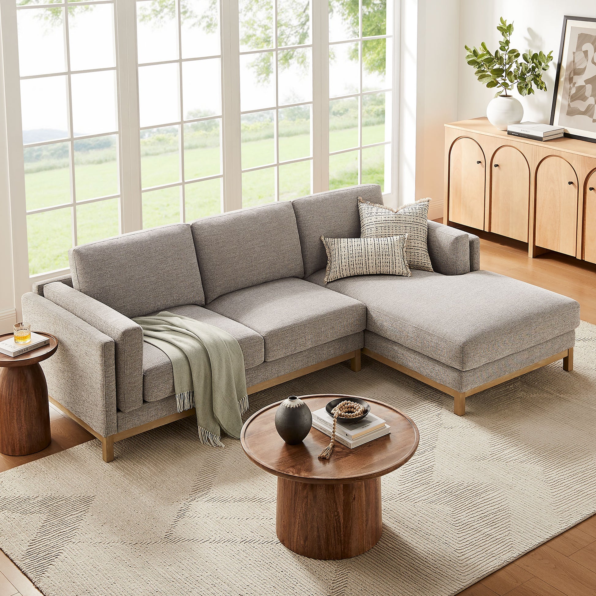 Roscoe Right-Facing Fabric Sectional Sofa with Chaise by Modway - Best Buy Furniture