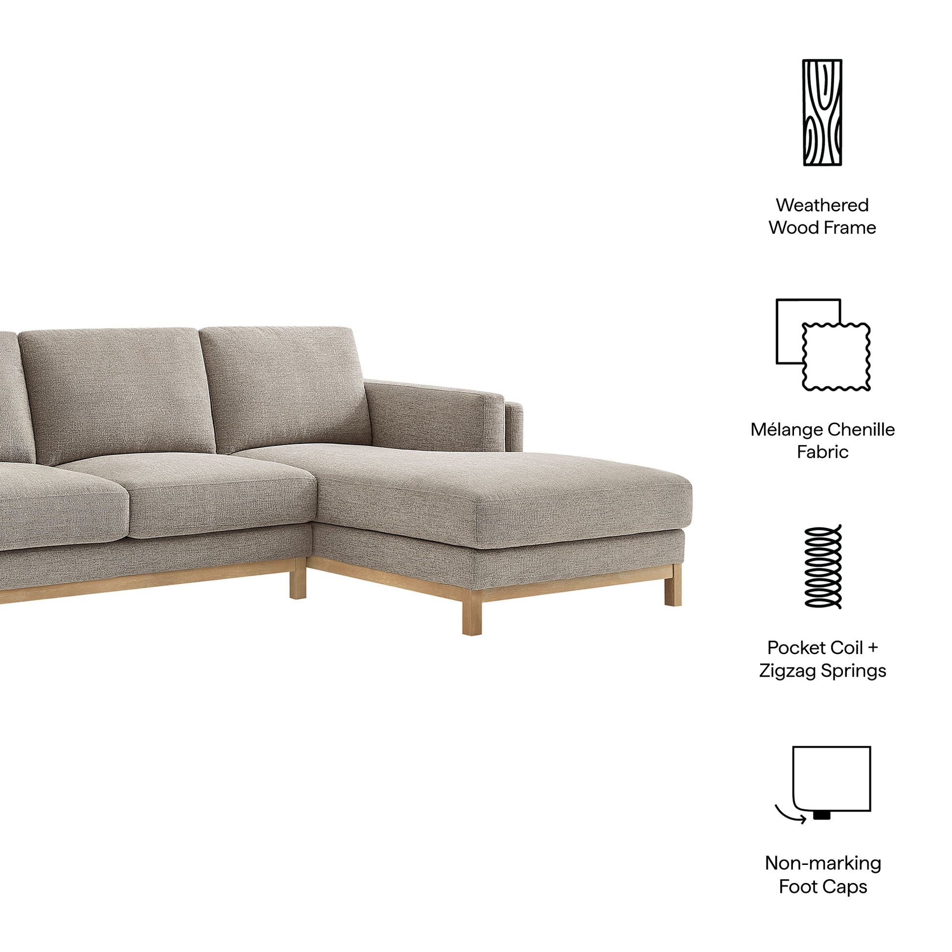 Roscoe Right-Facing Fabric Sectional Sofa with Chaise by Modway - Best Buy Furniture