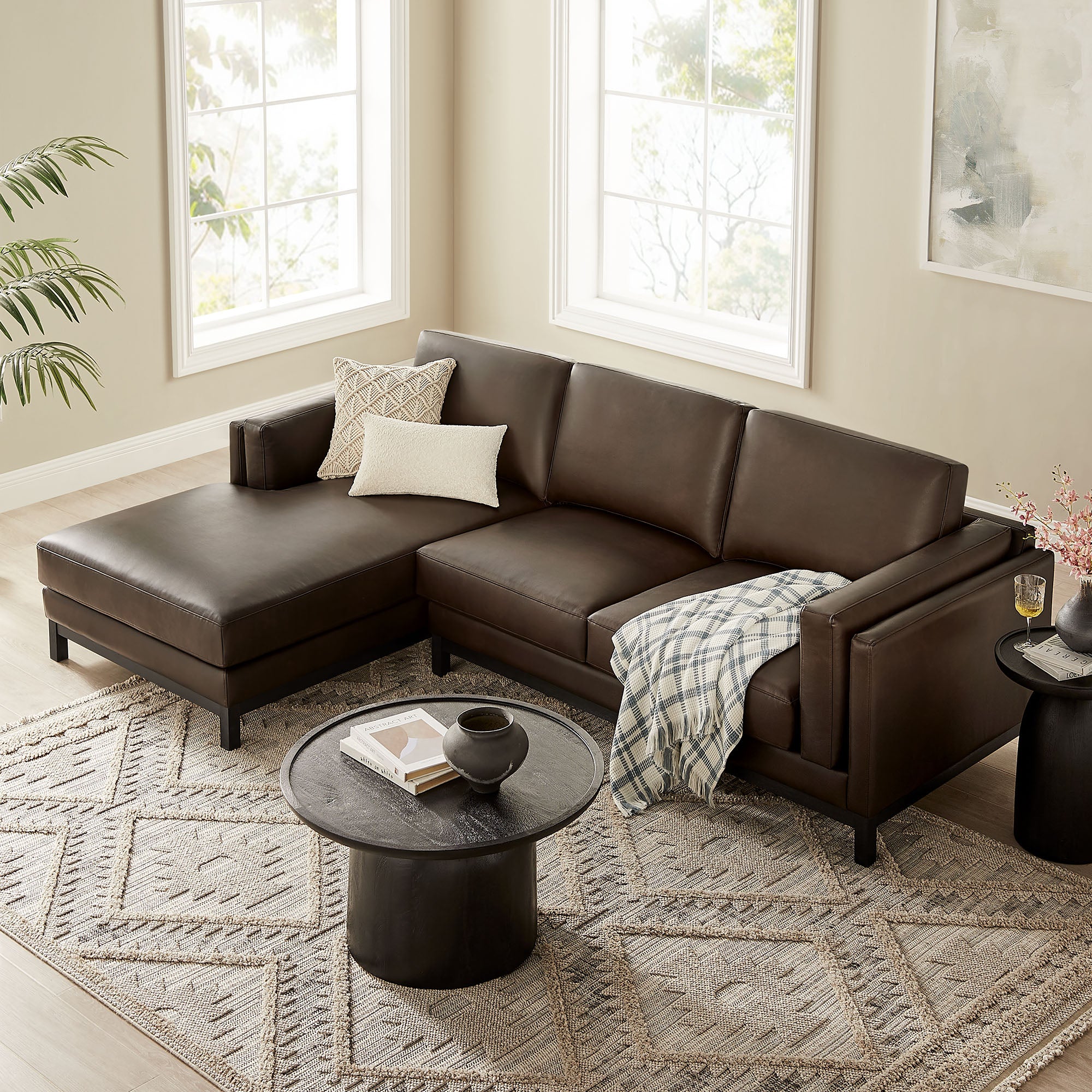 Roscoe Left-Facing Vegan Leather Sectional Sofa with Chaise by Modway - Best Buy Furniture