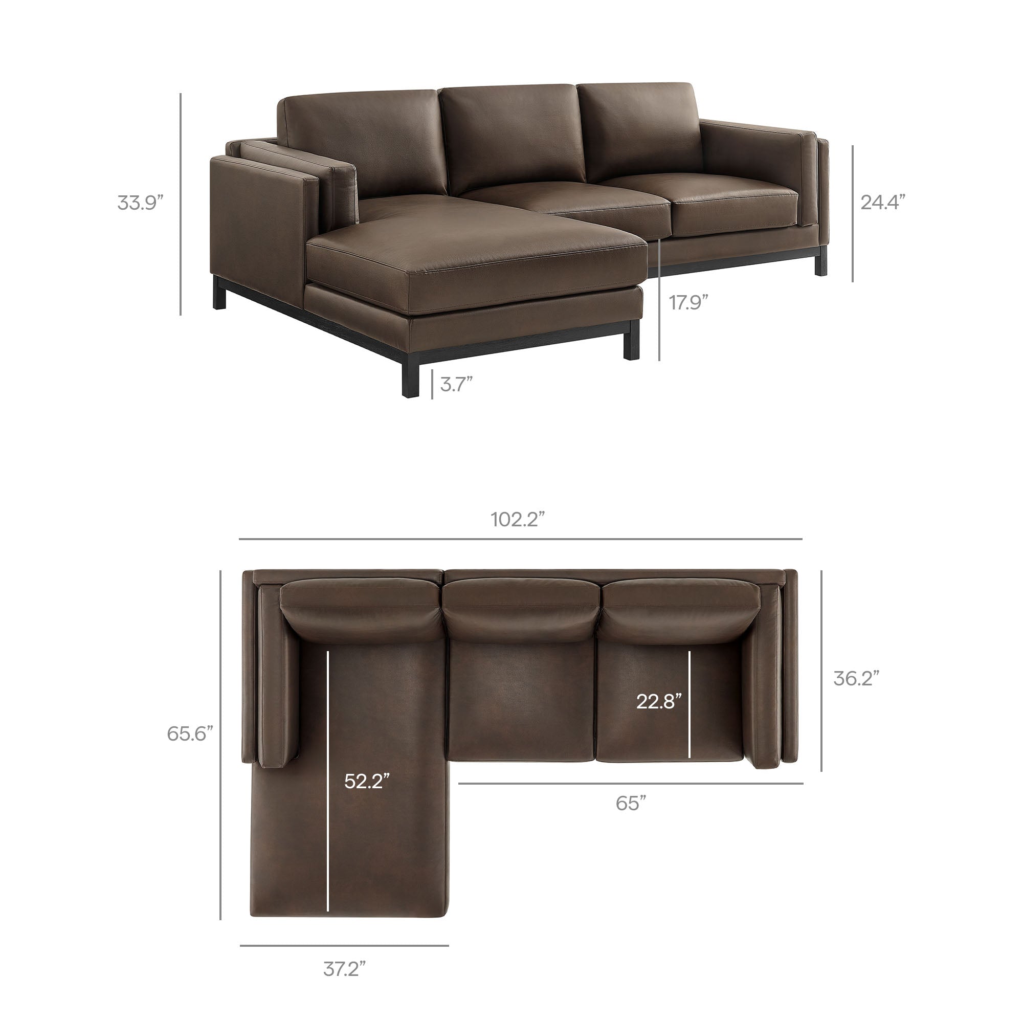 Roscoe Left-Facing Vegan Leather Sectional Sofa with Chaise by Modway - Best Buy Furniture