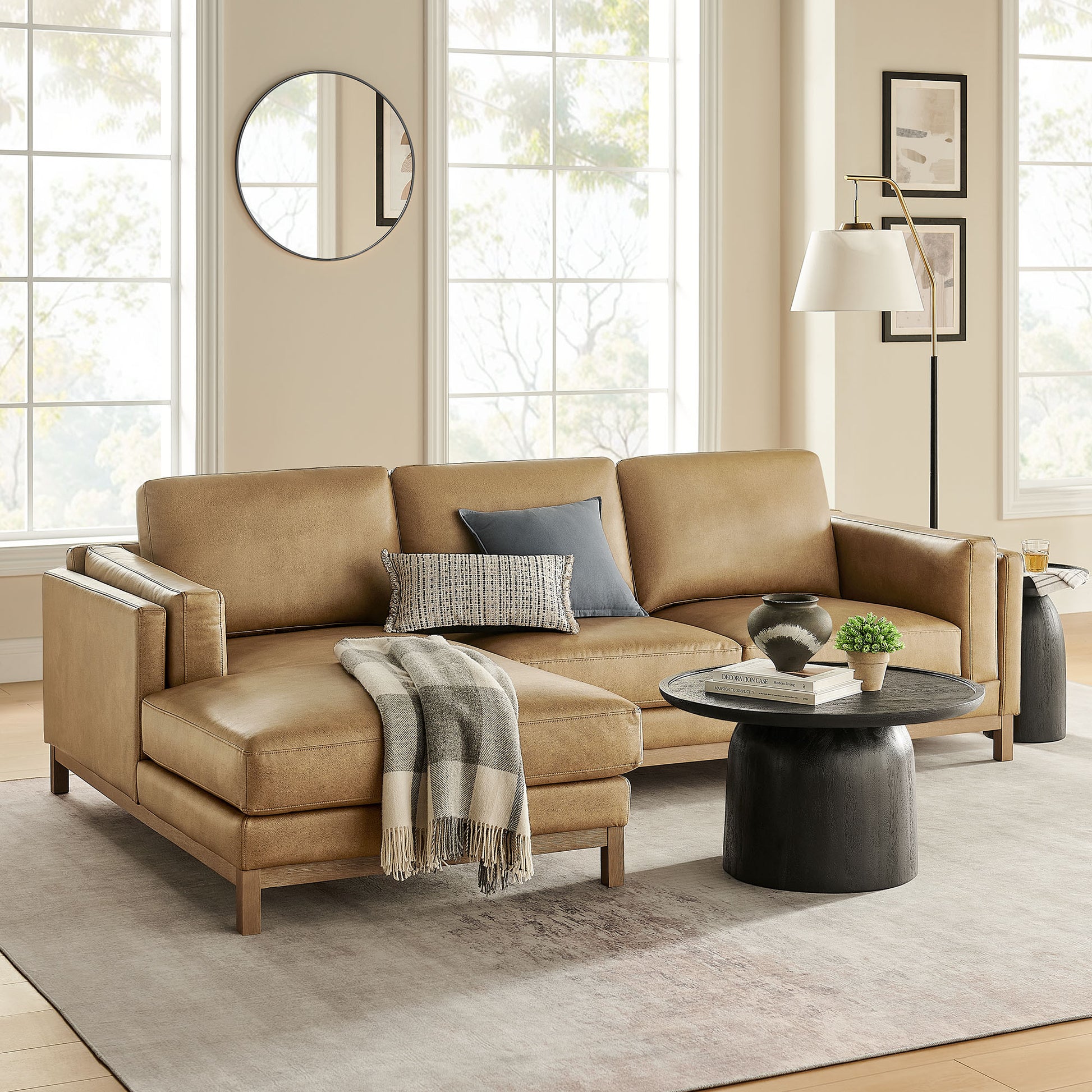 Roscoe Left-Facing Vegan Leather Sectional Sofa with Chaise by Modway - Best Buy Furniture