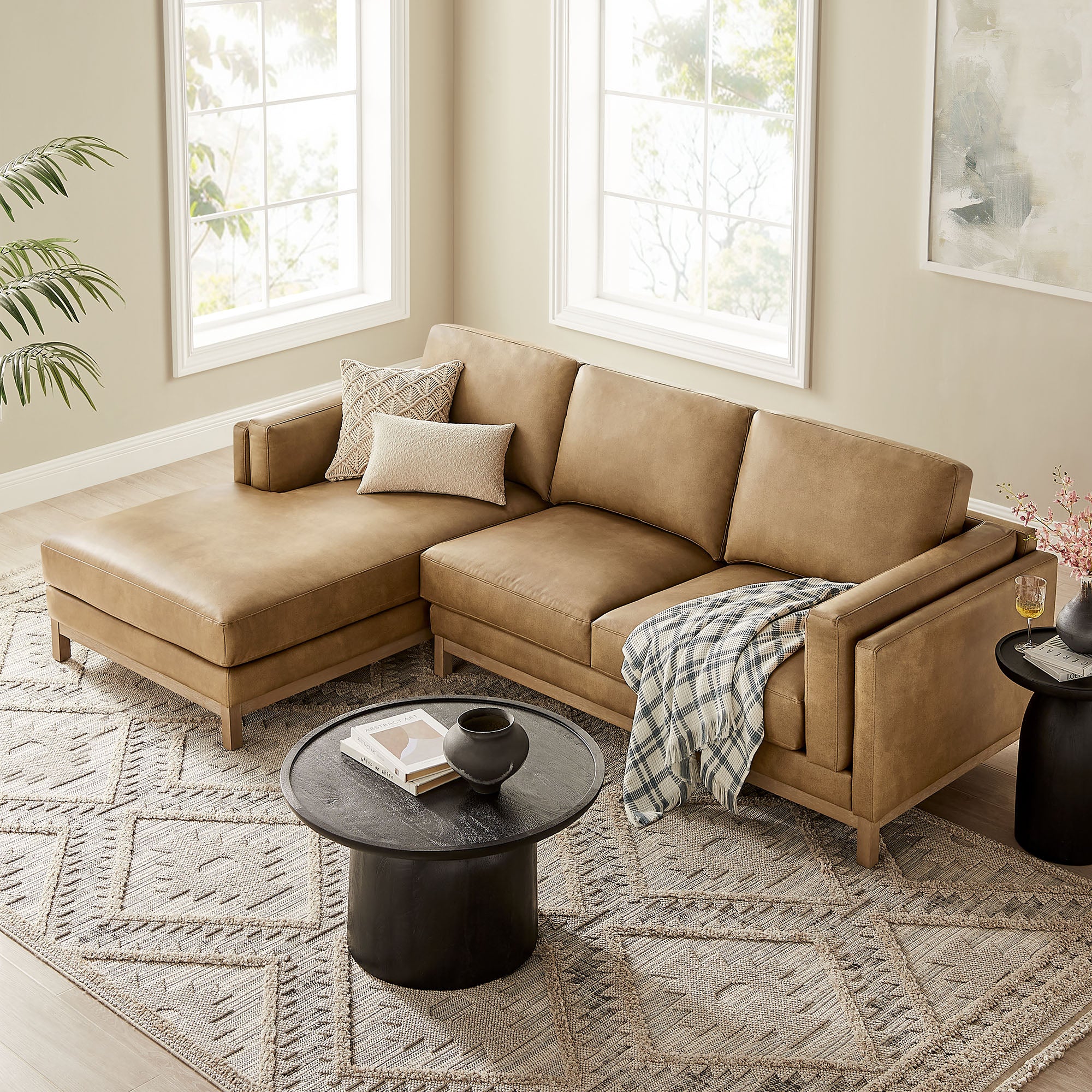 Roscoe Left-Facing Vegan Leather Sectional Sofa with Chaise by Modway - Best Buy Furniture