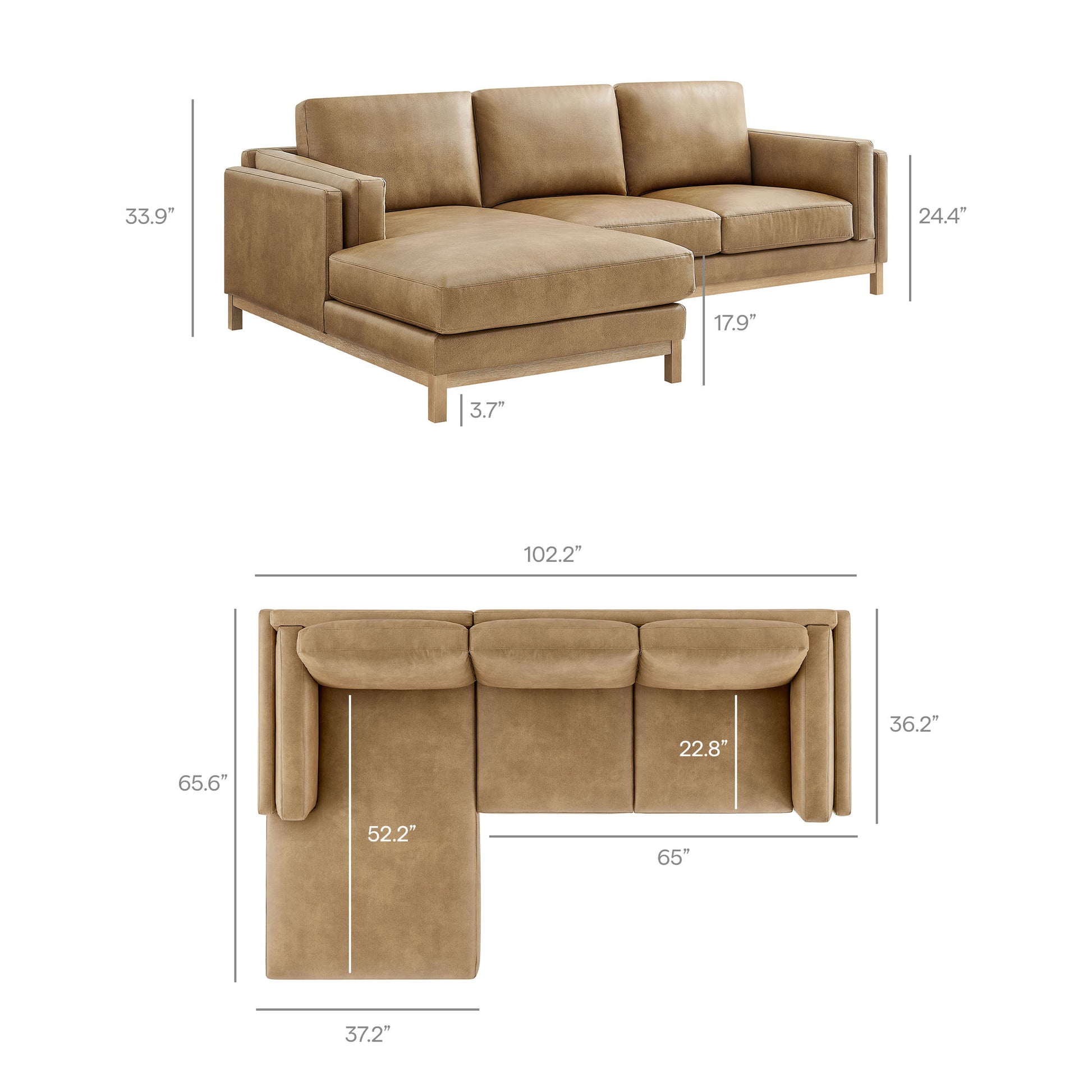 Roscoe Left-Facing Vegan Leather Sectional Sofa with Chaise by Modway - Best Buy Furniture