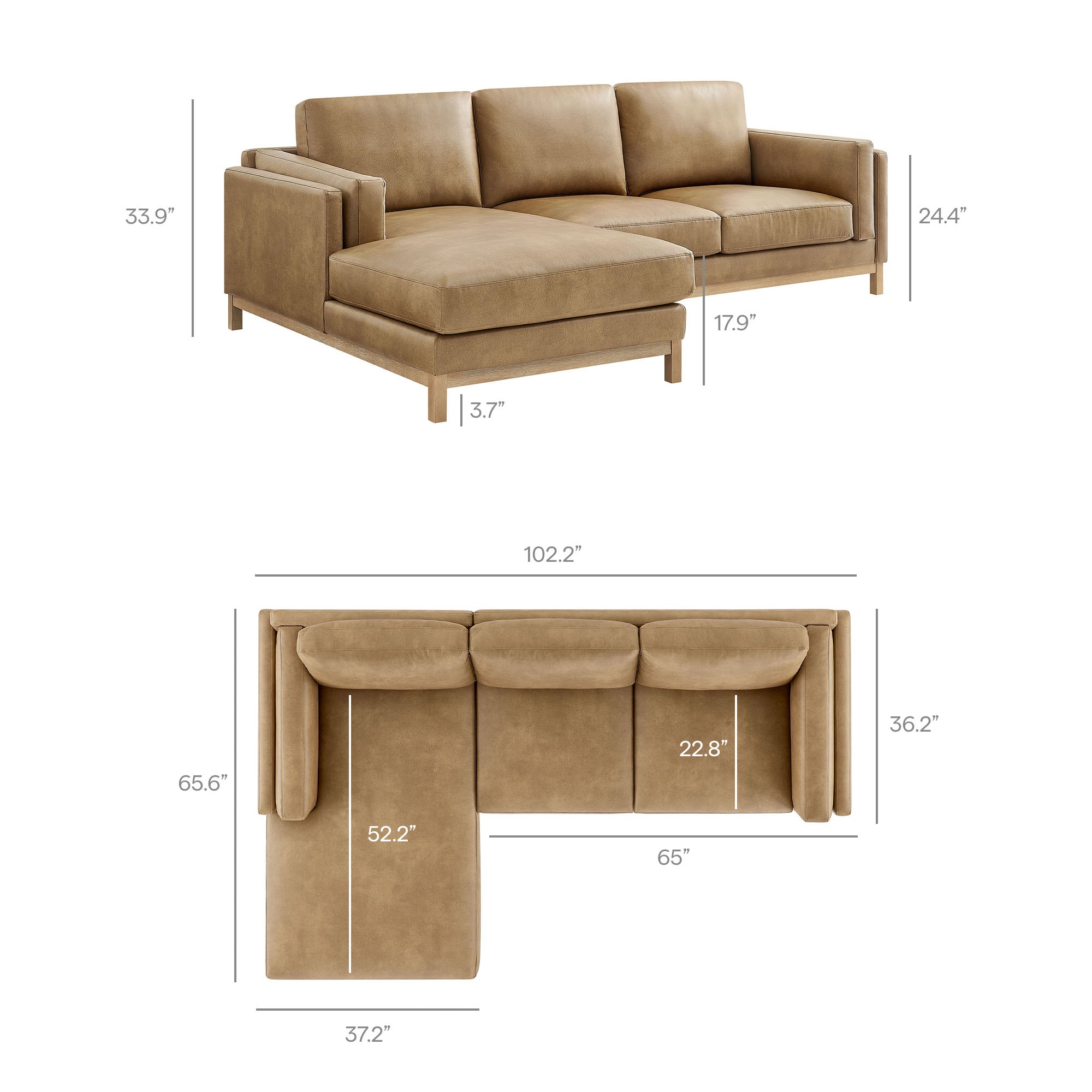 Roscoe Left-Facing Vegan Leather Sectional Sofa with Chaise by Modway - Best Buy Furniture