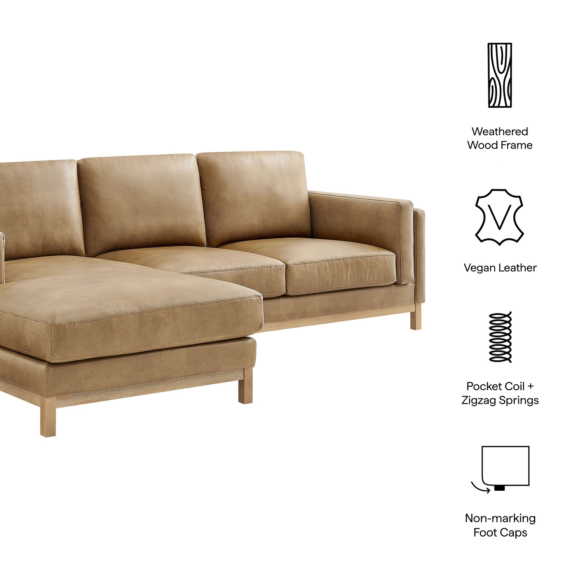 Roscoe Left-Facing Vegan Leather Sectional Sofa with Chaise by Modway - Best Buy Furniture