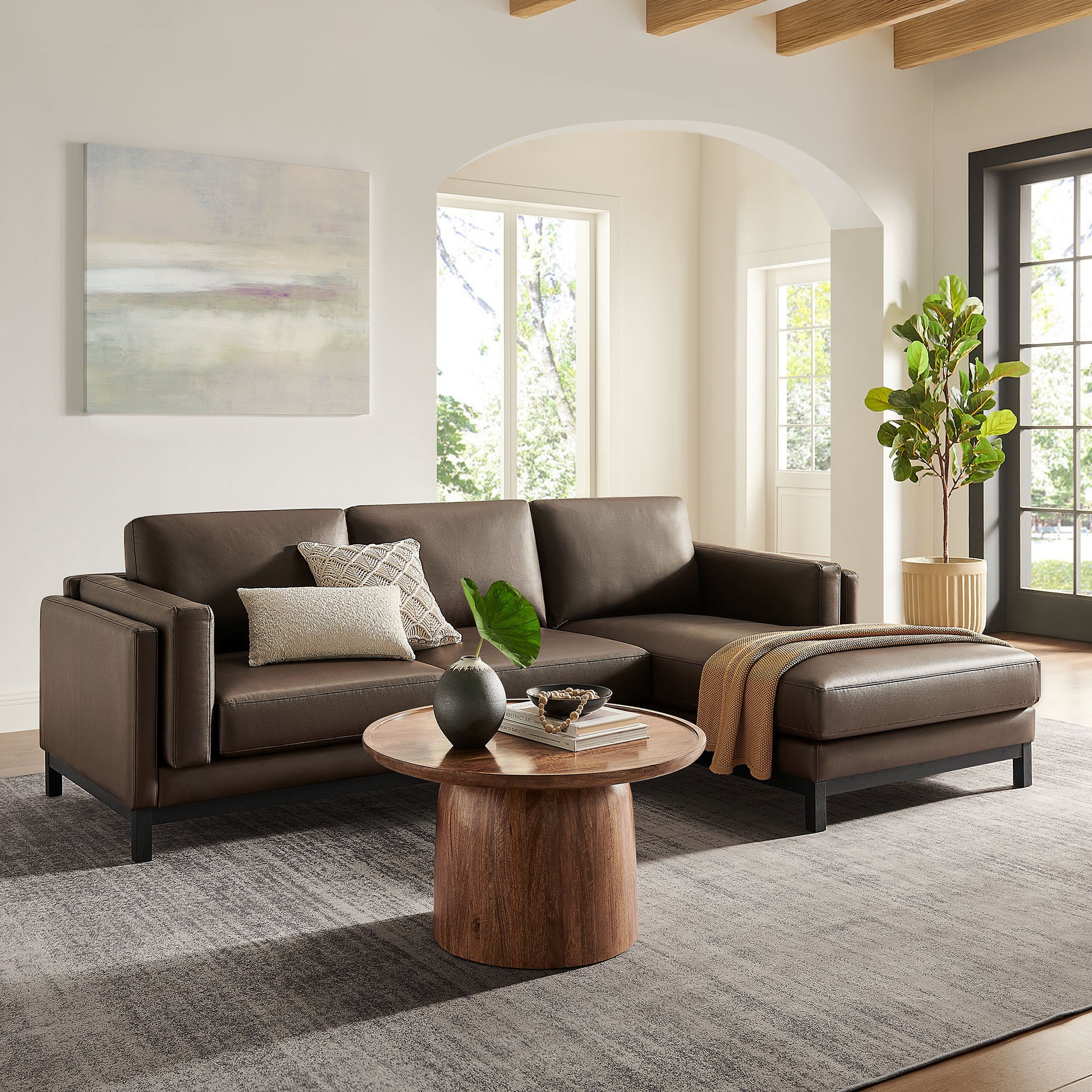 Roscoe Right-Facing Vegan Leather Sectional Sofa with Chaise by Modway - Best Buy Furniture