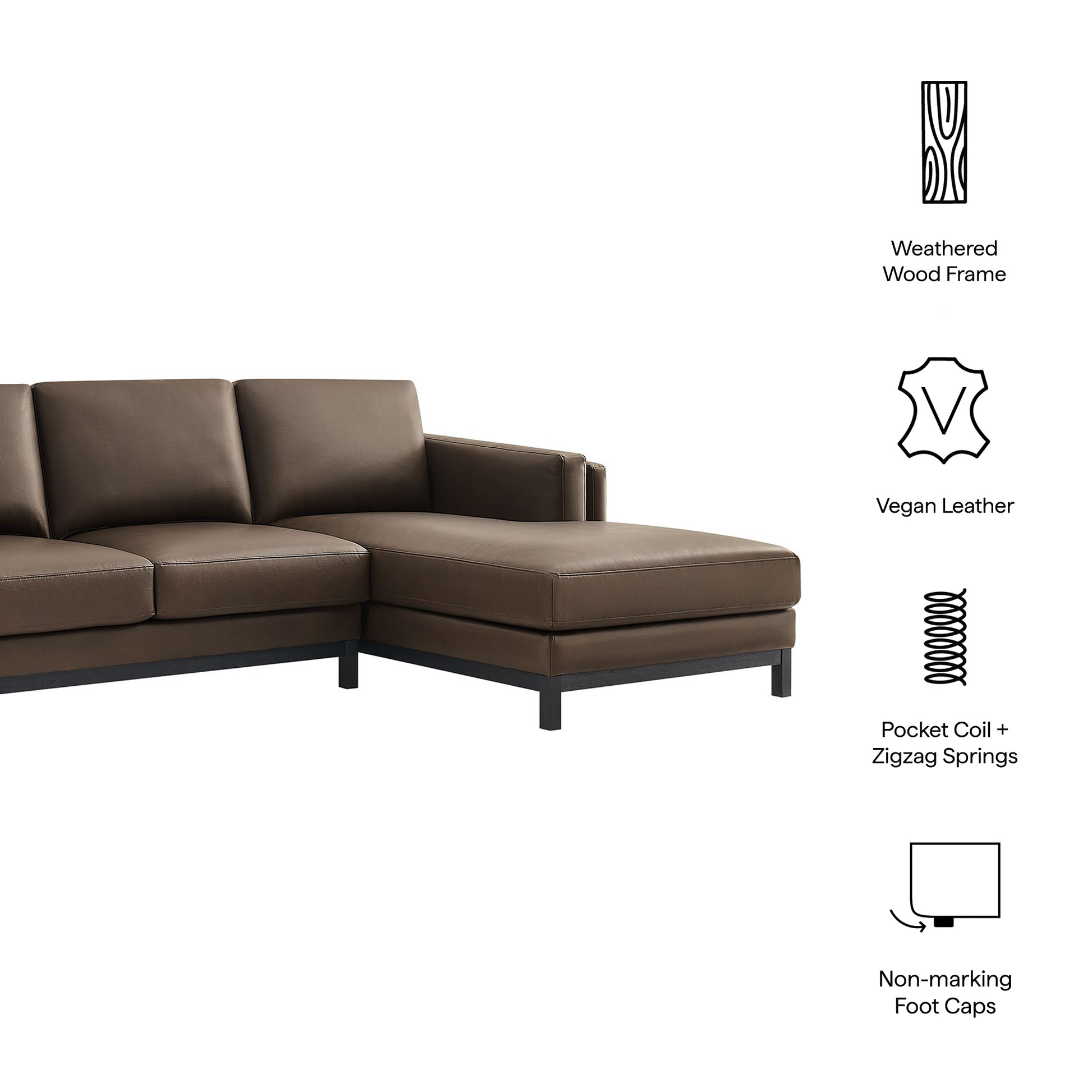 Roscoe Right-Facing Vegan Leather Sectional Sofa with Chaise by Modway - Best Buy Furniture