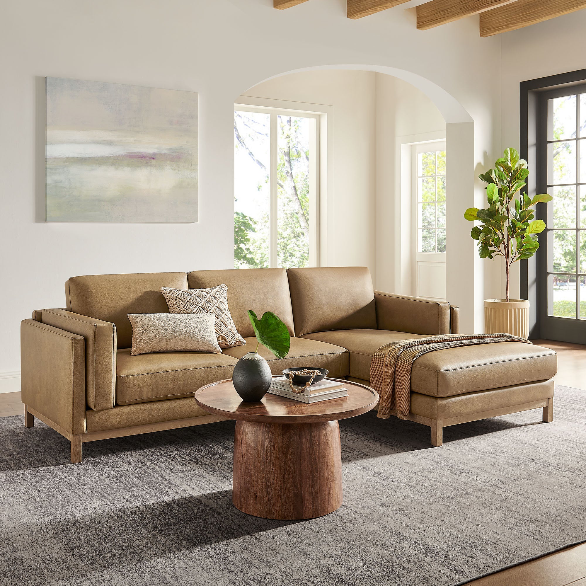 Roscoe Right-Facing Vegan Leather Sectional Sofa with Chaise by Modway - Best Buy Furniture