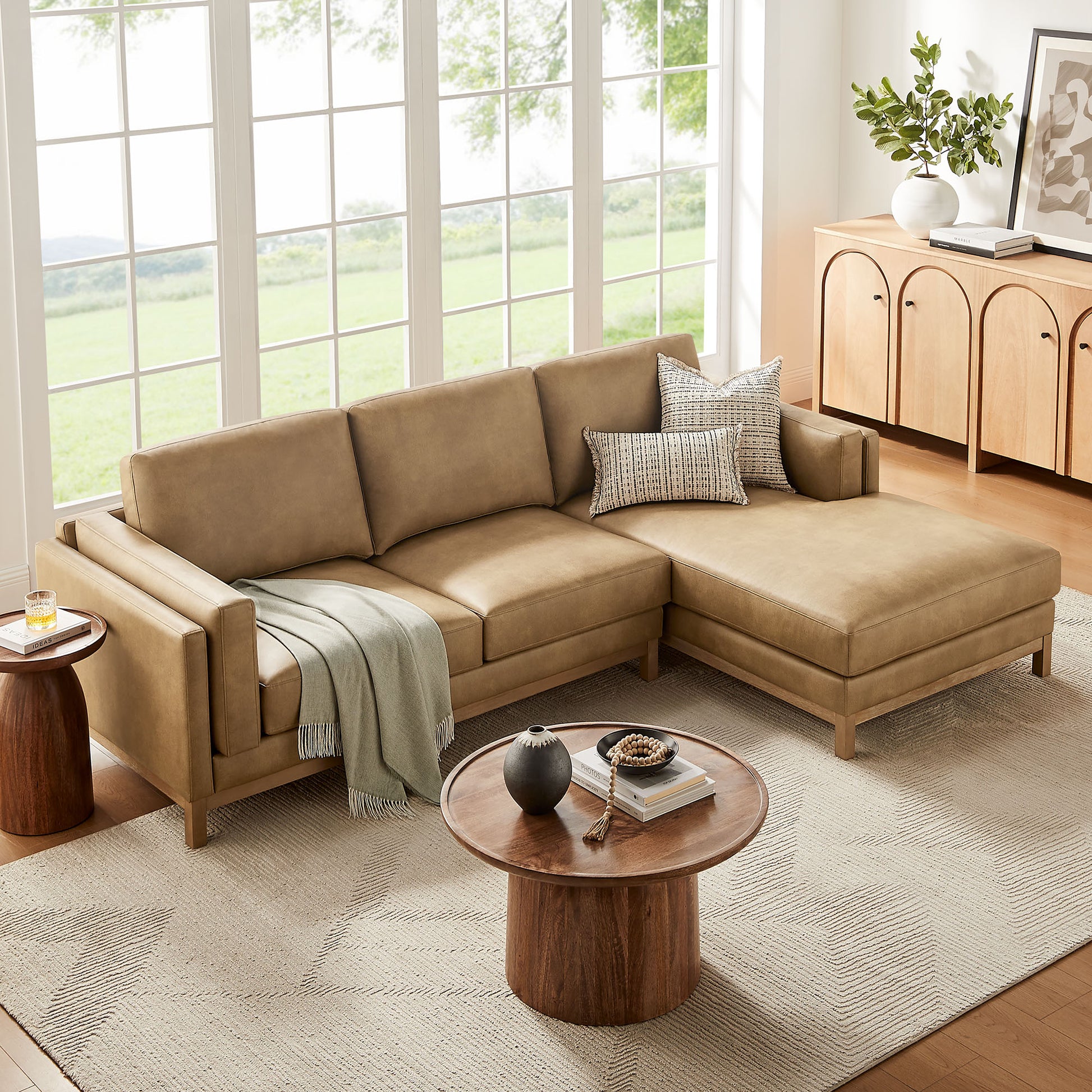 Roscoe Right-Facing Vegan Leather Sectional Sofa with Chaise by Modway - Best Buy Furniture