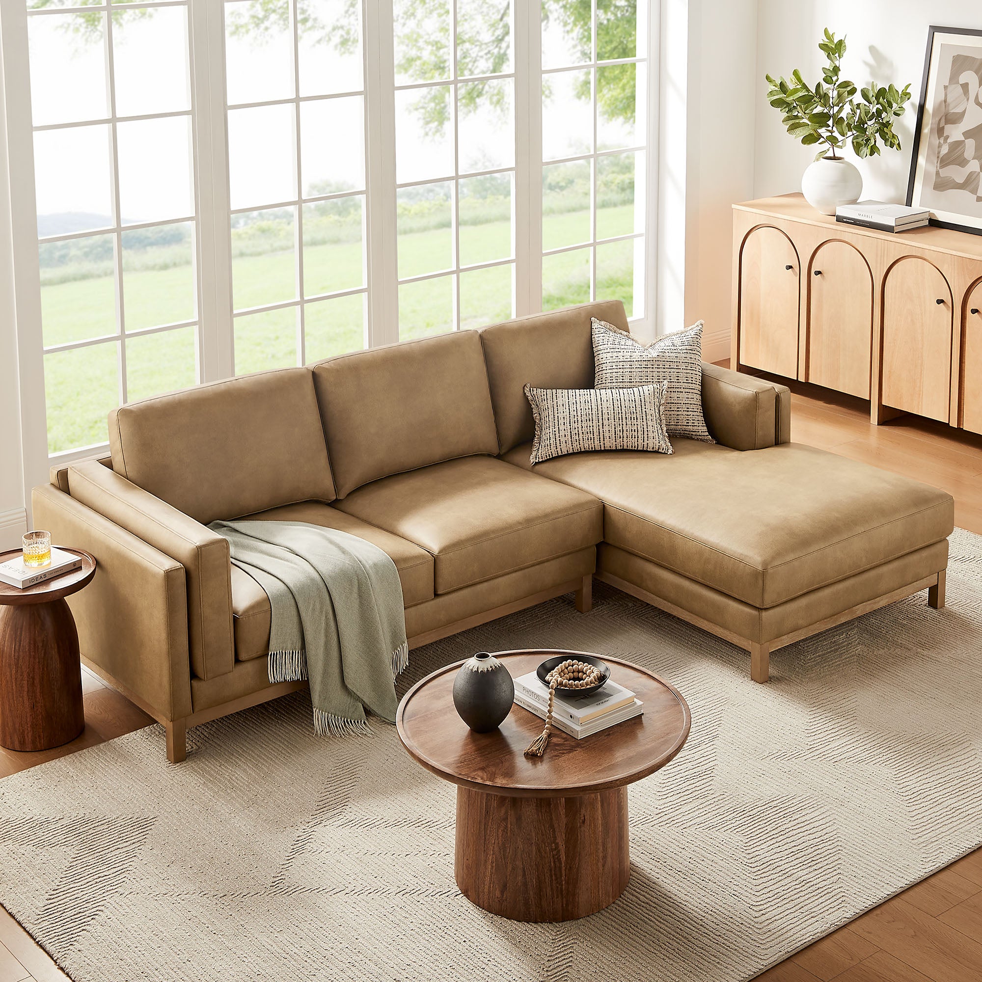 Roscoe Right-Facing Vegan Leather Sectional Sofa with Chaise by Modway - Best Buy Furniture