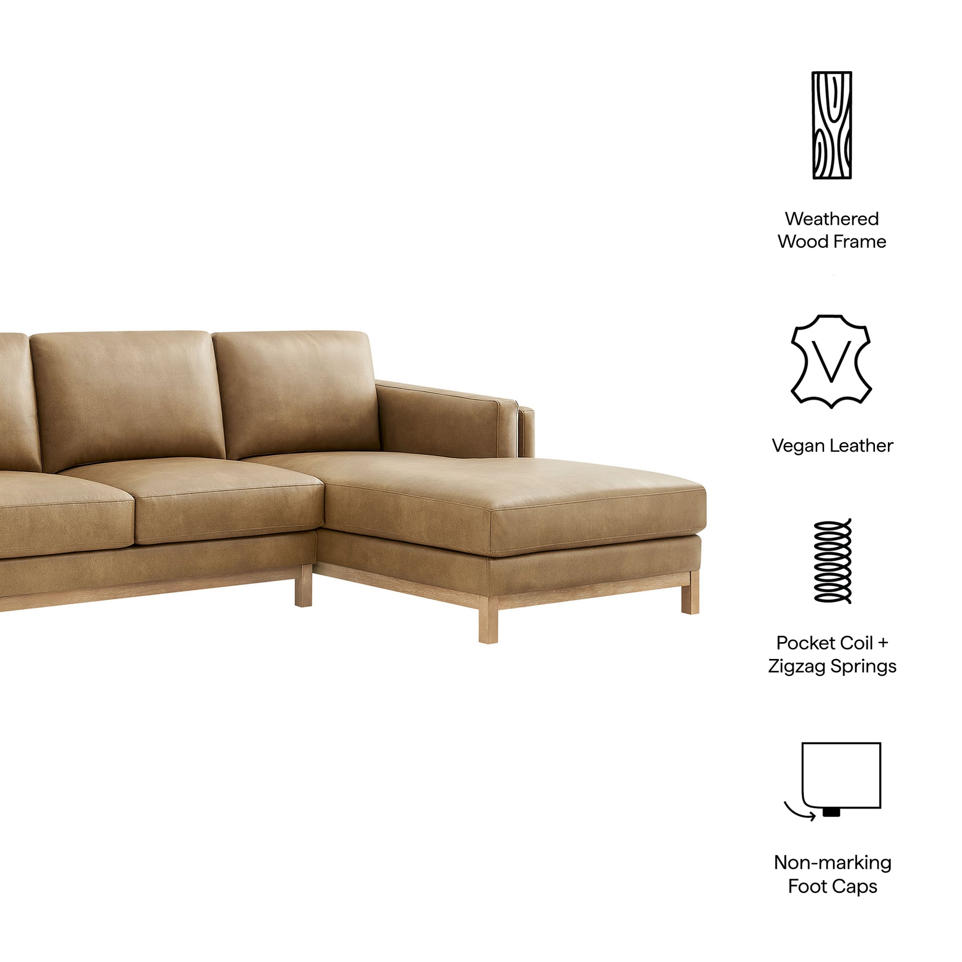 Roscoe Right-Facing Vegan Leather Sectional Sofa with Chaise by Modway - Best Buy Furniture