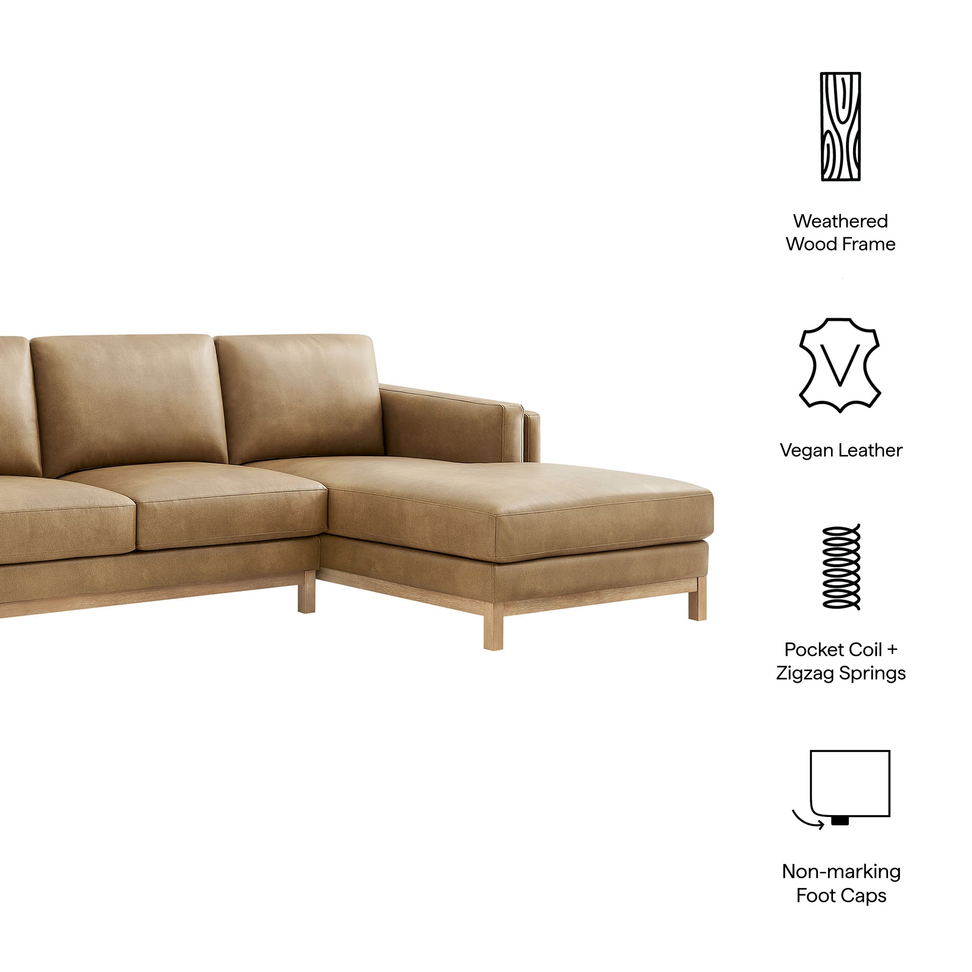 Roscoe Right-Facing Vegan Leather Sectional Sofa with Chaise by Modway - Best Buy Furniture