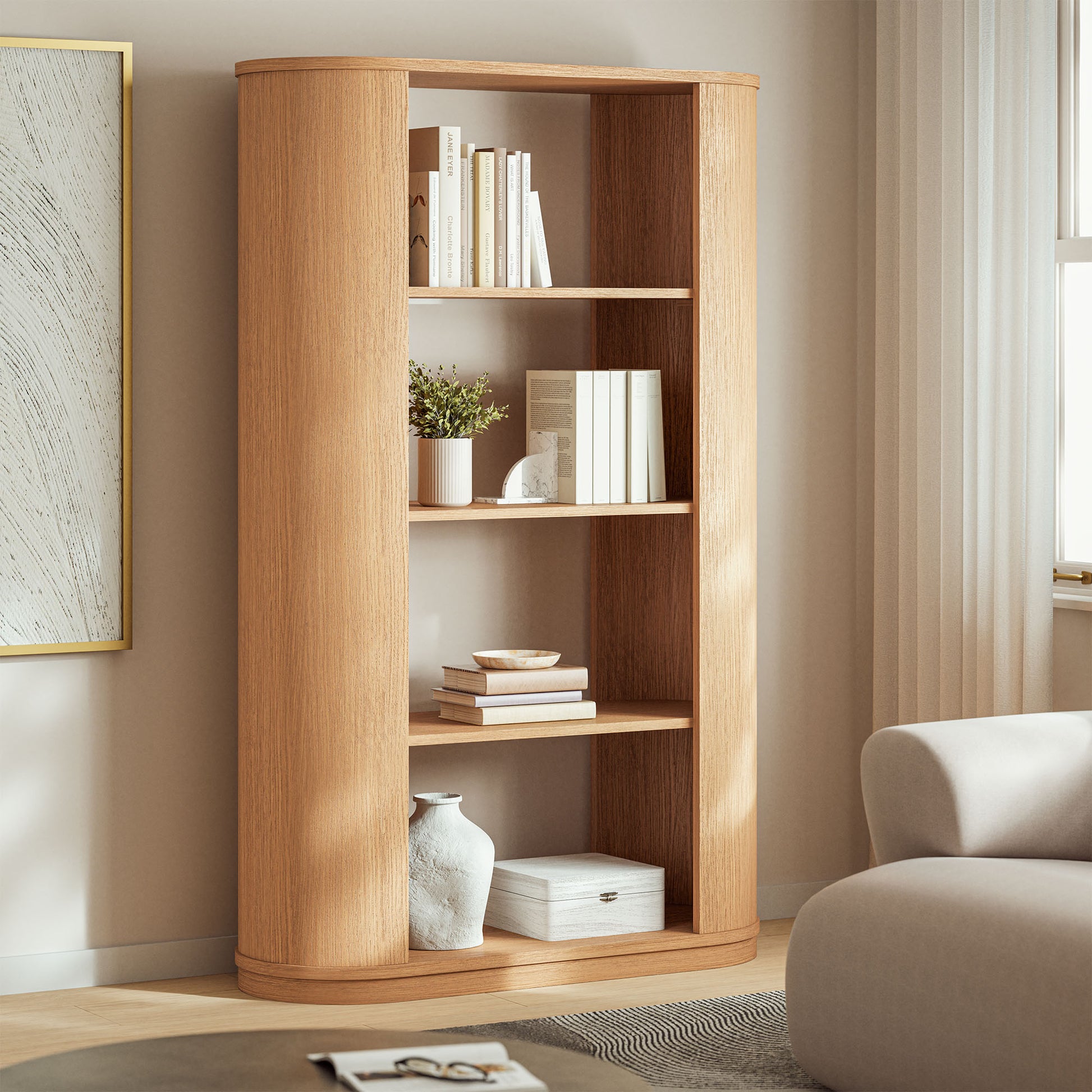 Aspect 74 Inch Curved 4 Tier Bookshelf by Modway - Best Buy Furniture