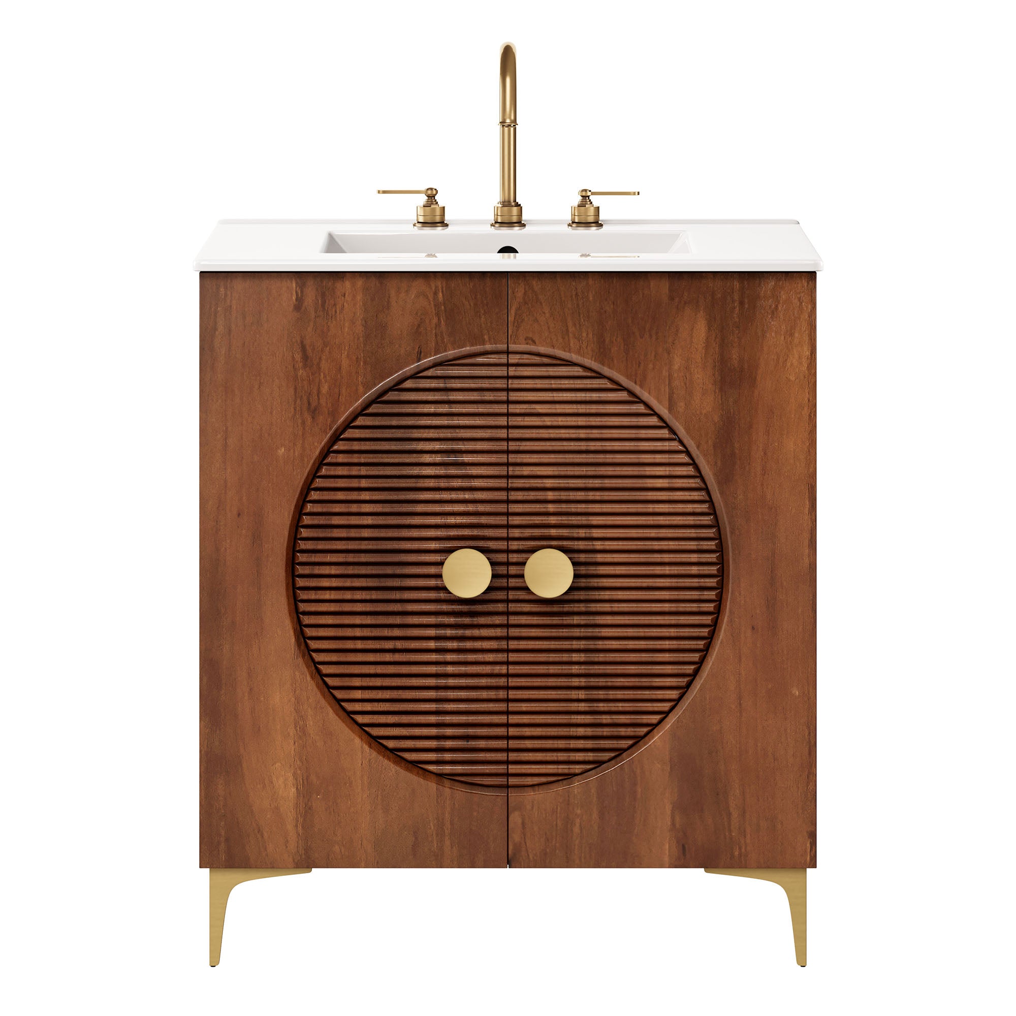 Vernon 30" Fluted Wood Vanity Cabinet With Sink by Modway - Best Buy Furniture