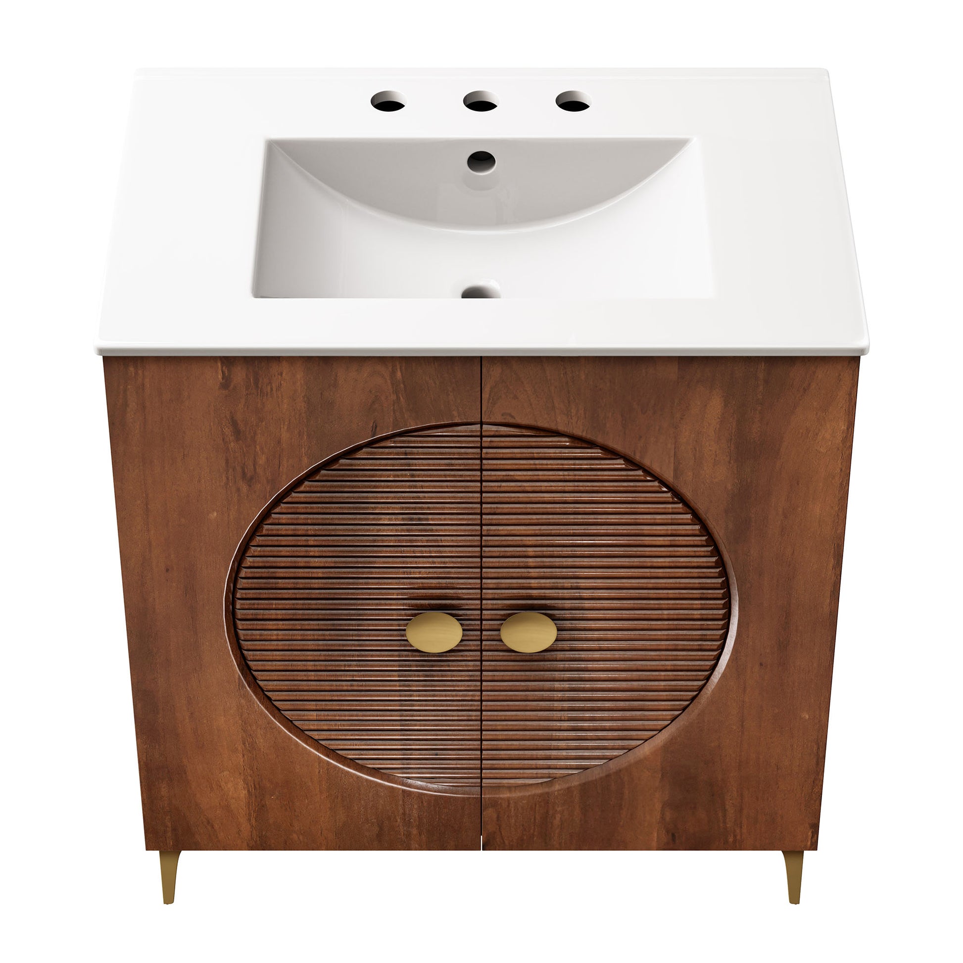 Vernon 30" Fluted Wood Vanity Cabinet With Sink by Modway - Best Buy Furniture