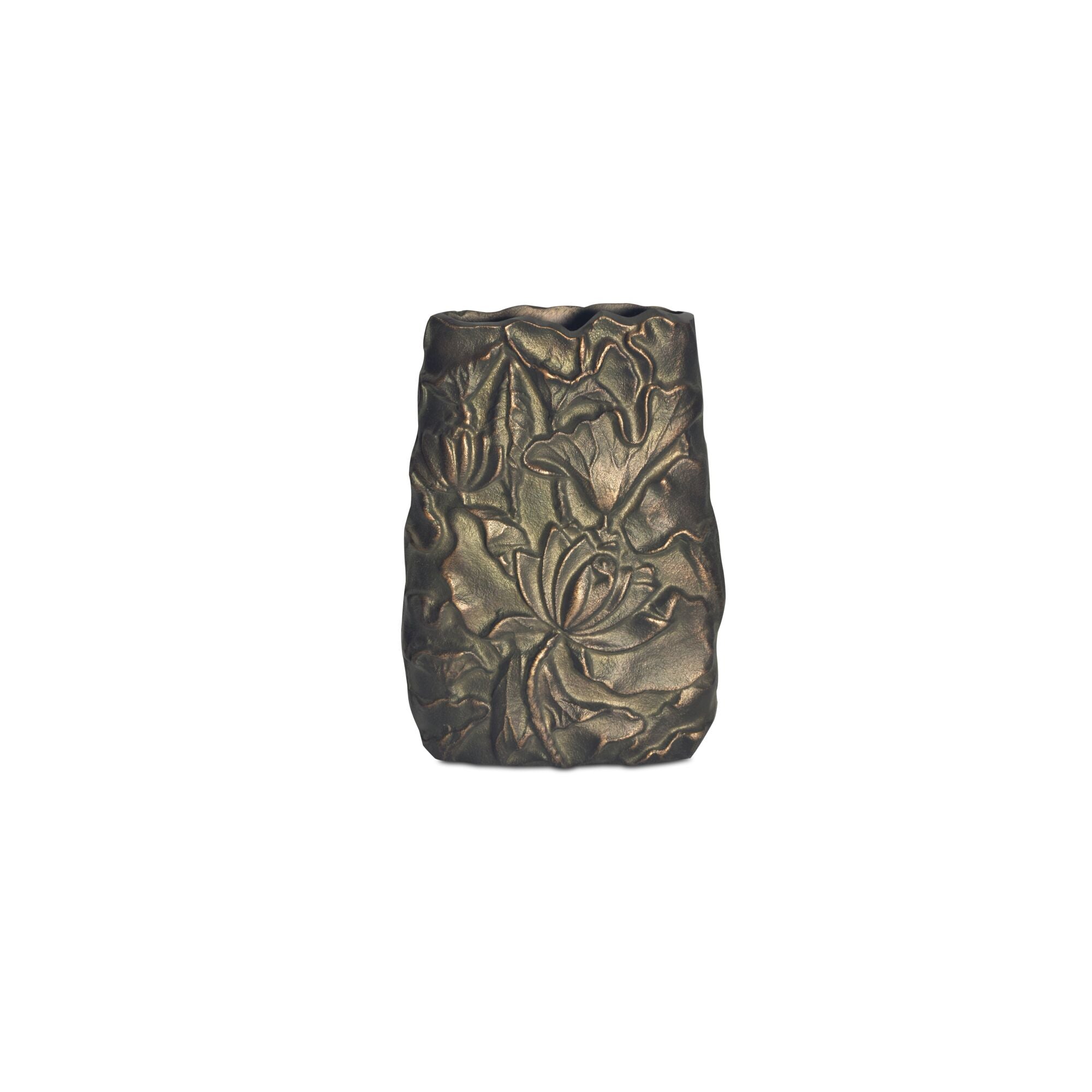 Sabine Cast Aluminum Vase Antique Brass - Moes Home