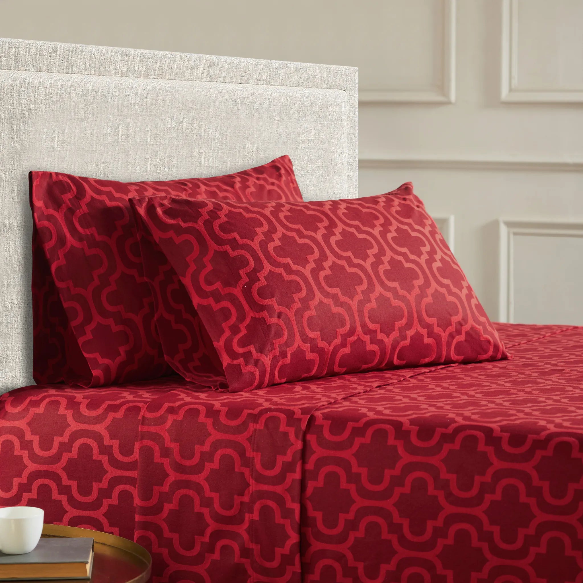 100% Cotton Flannel Bed Sheet Set Trellis Deep Pocket - Sheet Set by Superior Brand
