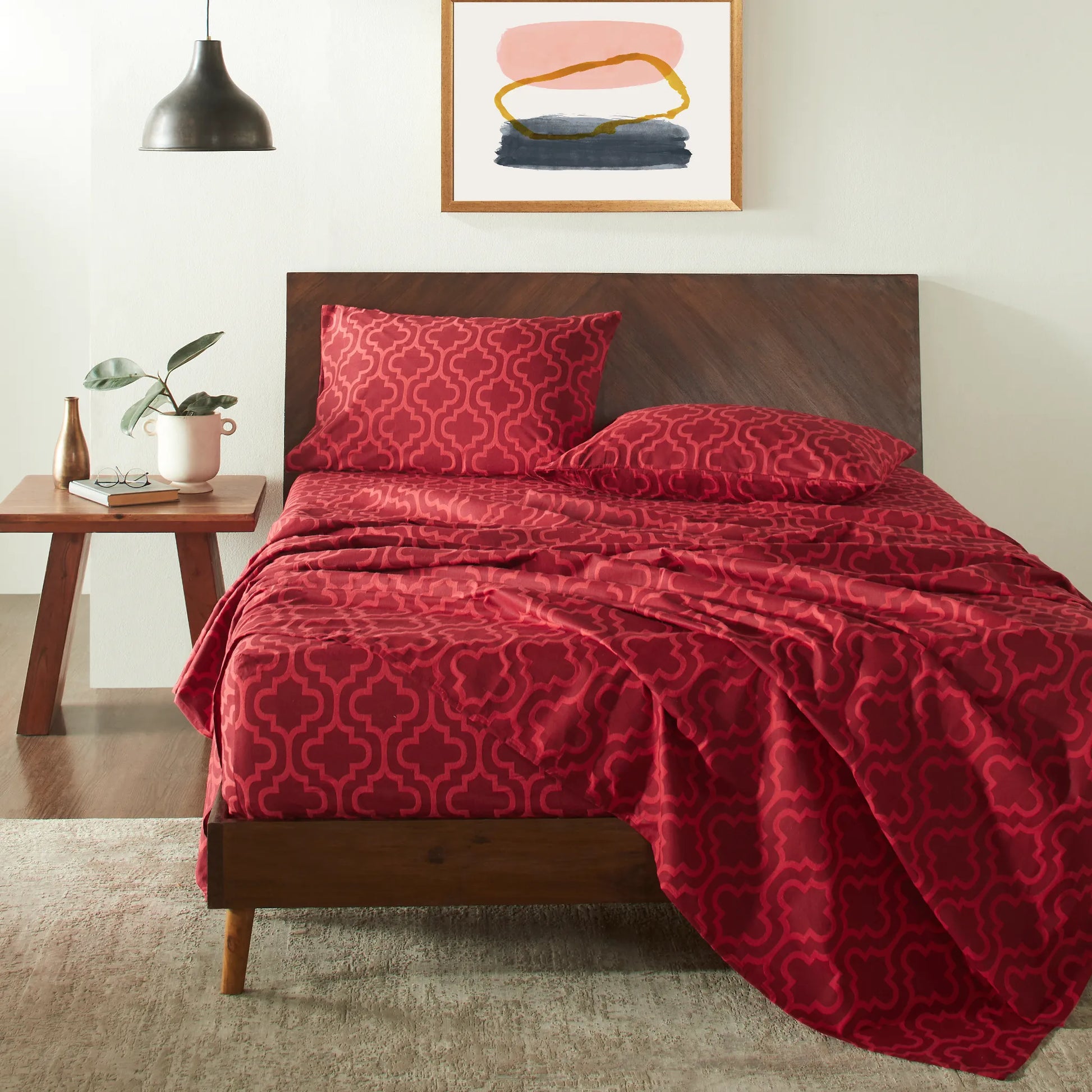 100% Cotton Flannel Bed Sheet Set Trellis Deep Pocket - Sheet Set by Superior Brand