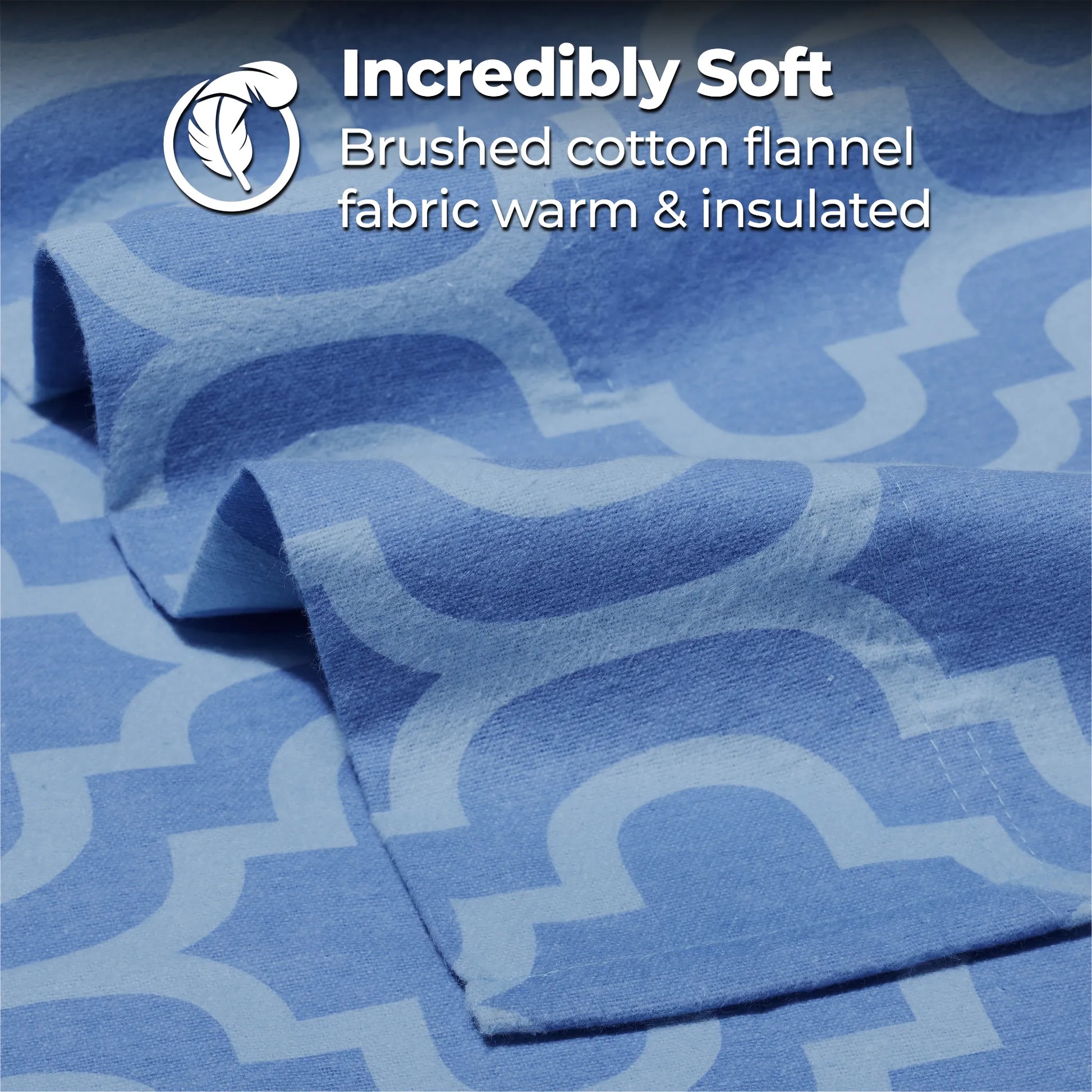 100% Cotton Flannel Bed Sheet Set Trellis Deep Pocket - Sheet Set by Superior Brand