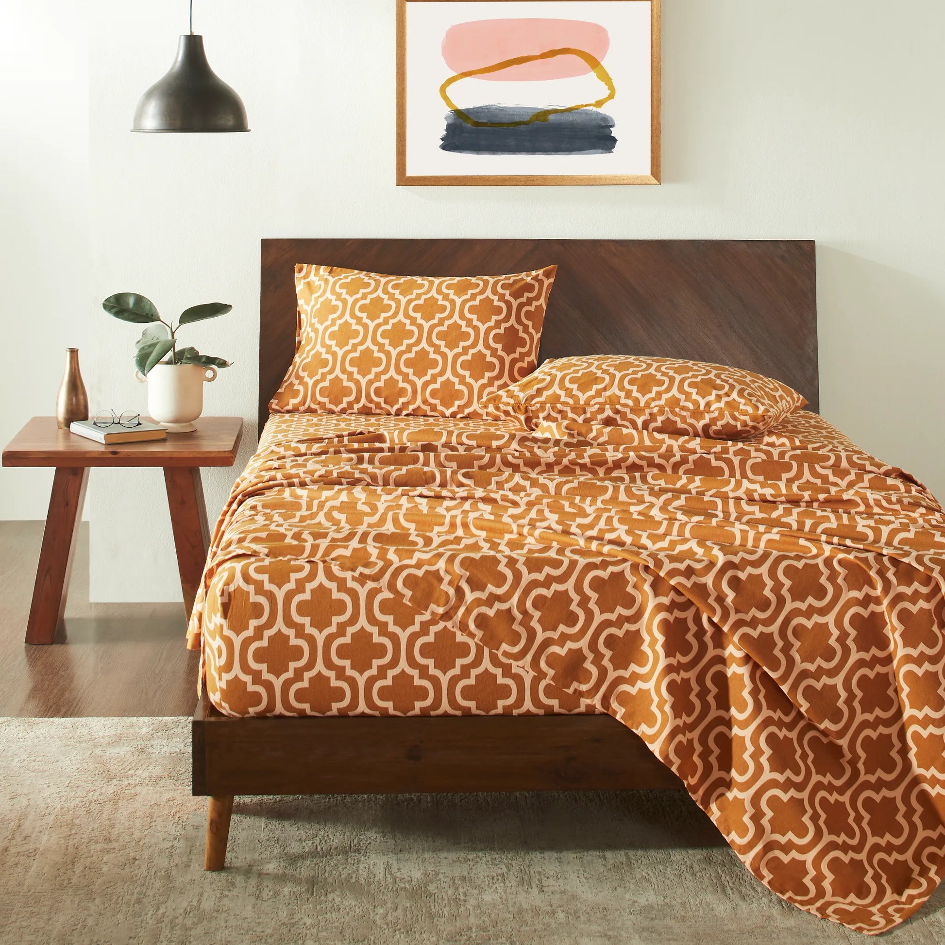 100% Cotton Flannel Bed Sheet Set Trellis Deep Pocket - Sheet Set by Superior Brand