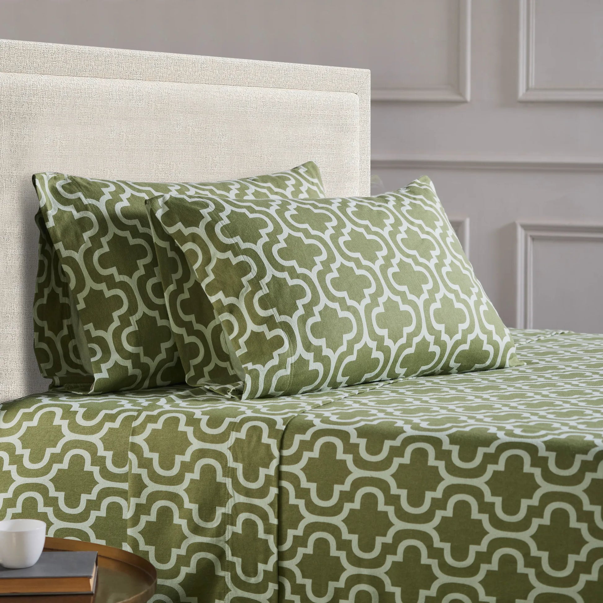 100% Cotton Flannel Bed Sheet Set Trellis Deep Pocket - Sheet Set by Superior Brand