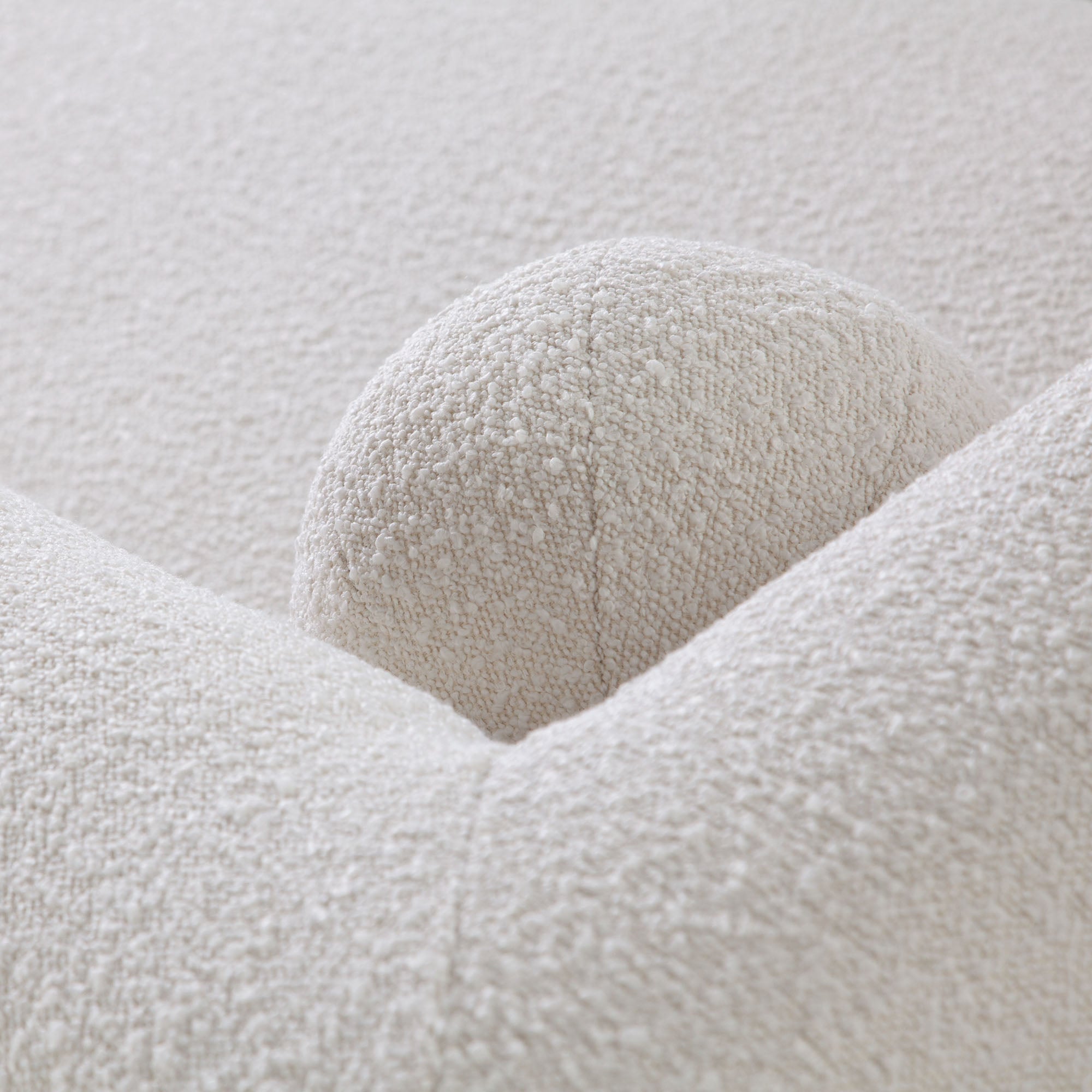 Form Sofa in Ivory Boucle Fabric w/ (2) Accent Pillow Balls by Diamond Sofa