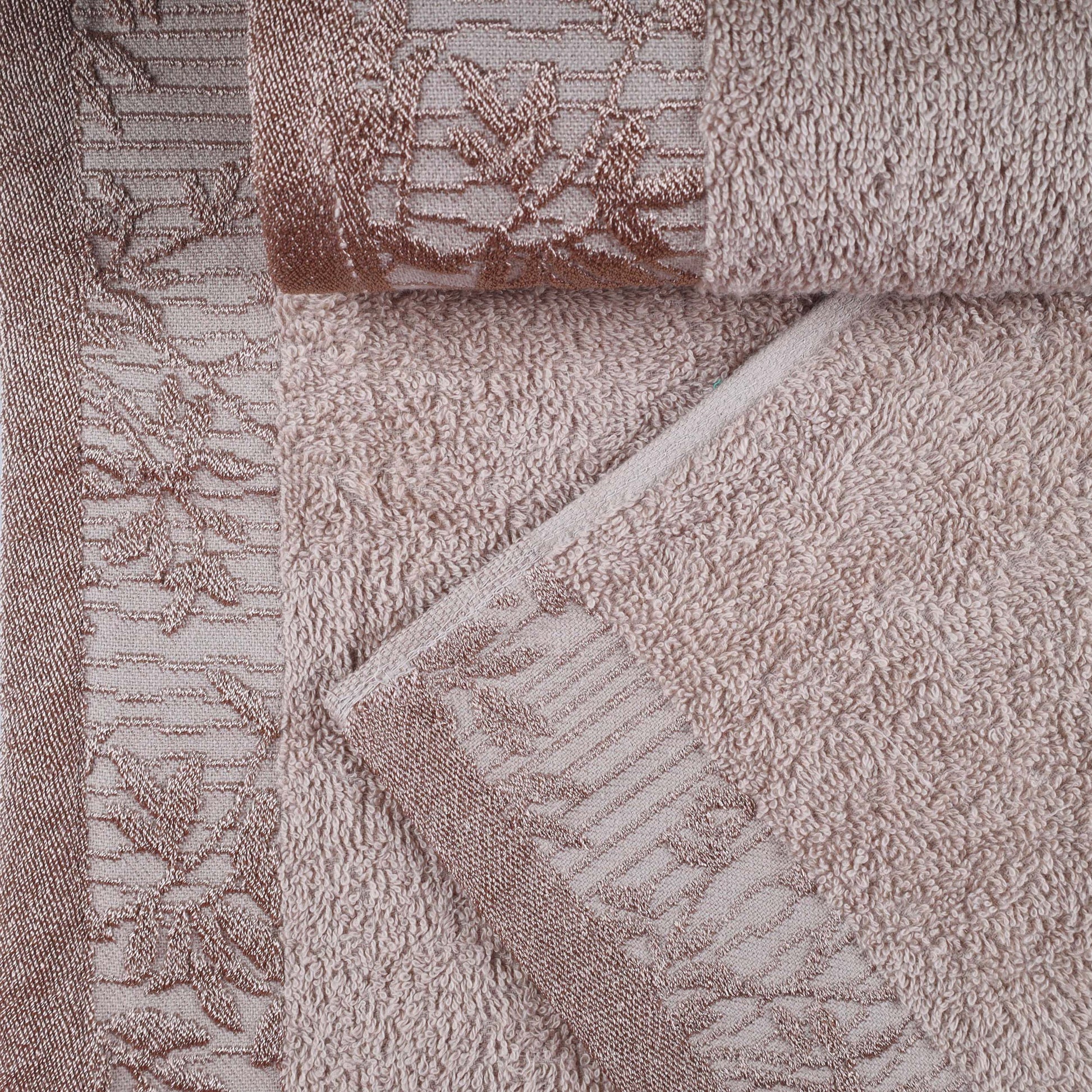 Cotton Floral Jacquard Border Bath Towel Set of 4 - Bath Towel by Superior Brand