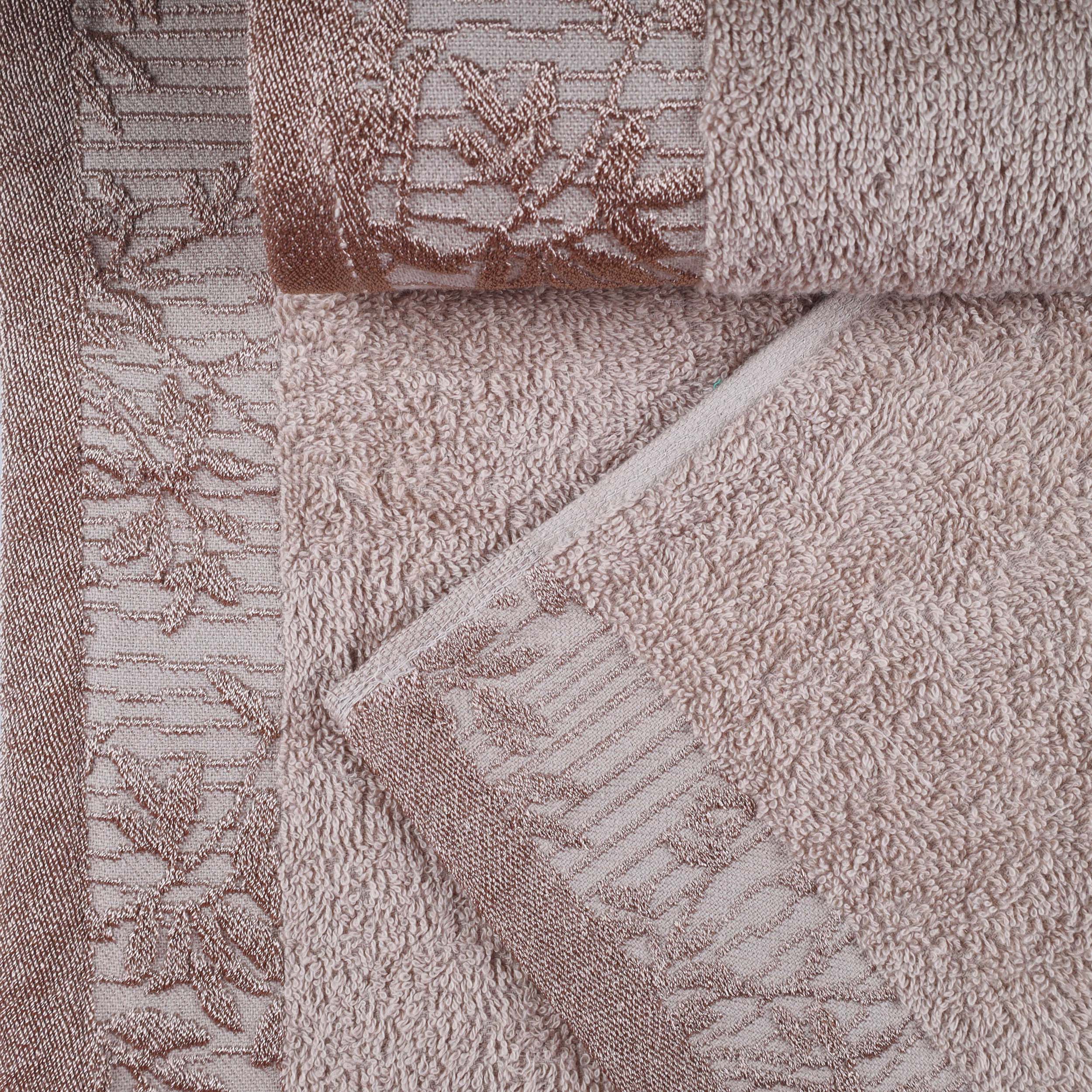 Cotton Floral Jacquard Border Bath Towel Set of 4 - Bath Towel by Superior Brand