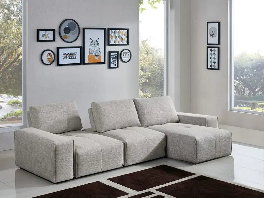 Jazz Reversible Sectional – Barley Fabric with Adjustable Backrests - Best Buy Furniture