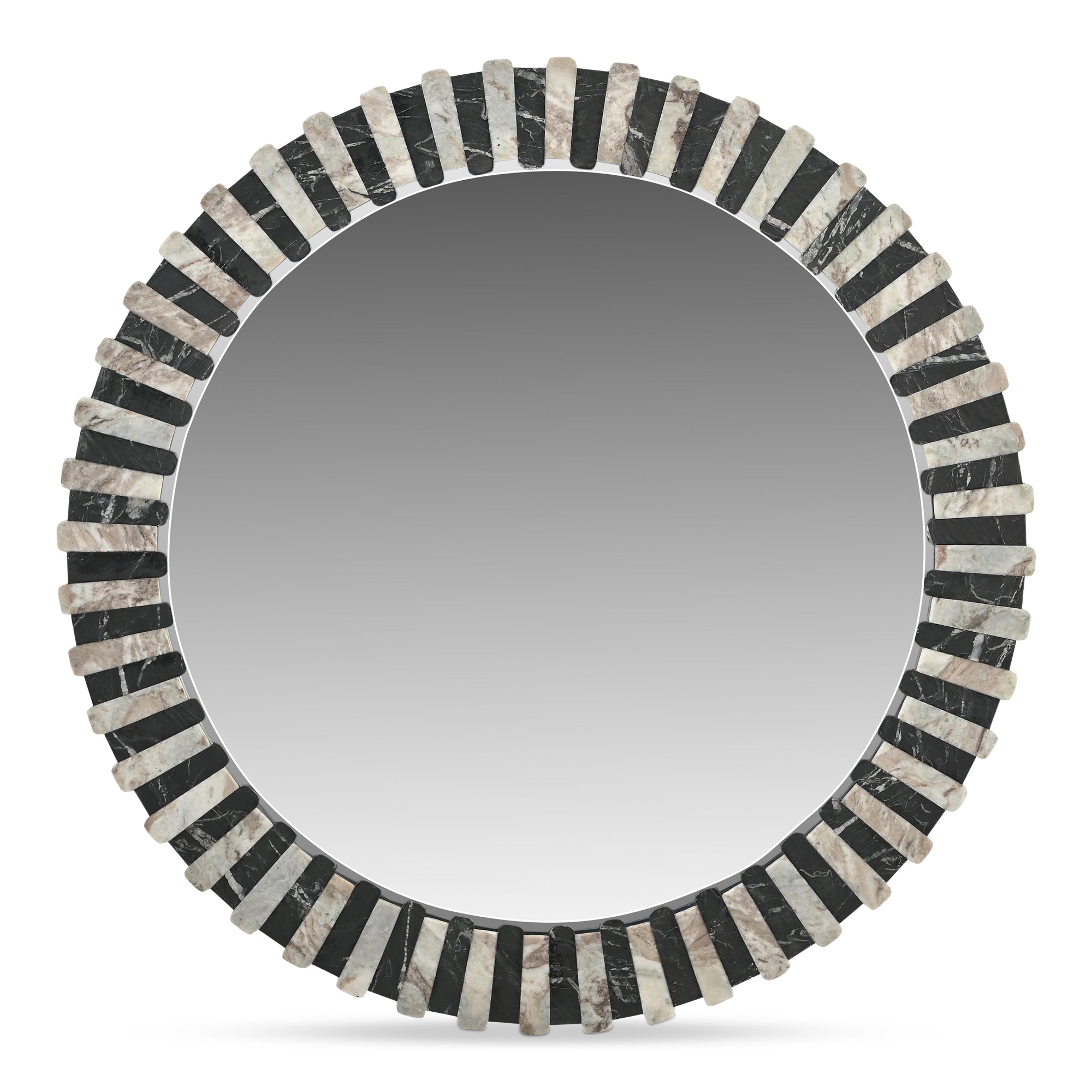 Isolde Mirror Black and Beige Marble - Moes Home