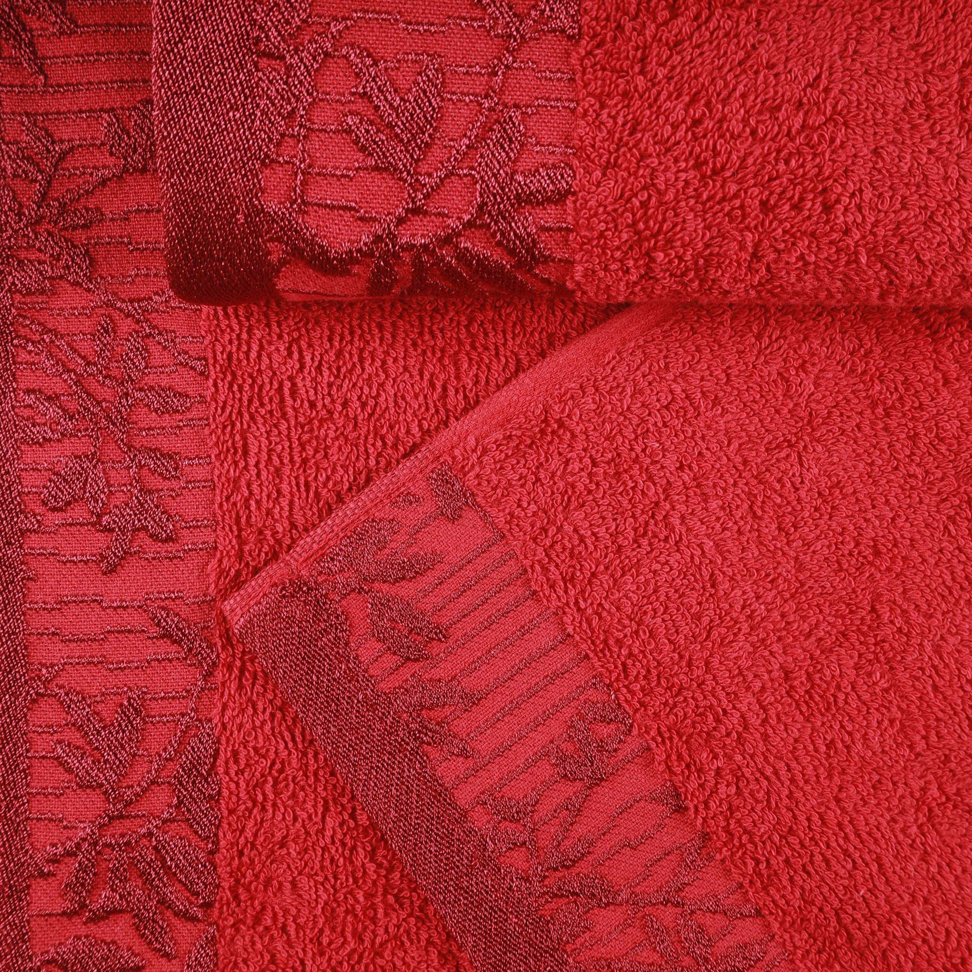 Cotton Floral Jacquard Border Bath Towel Set of 4 - Bath Towel by Superior Brand
