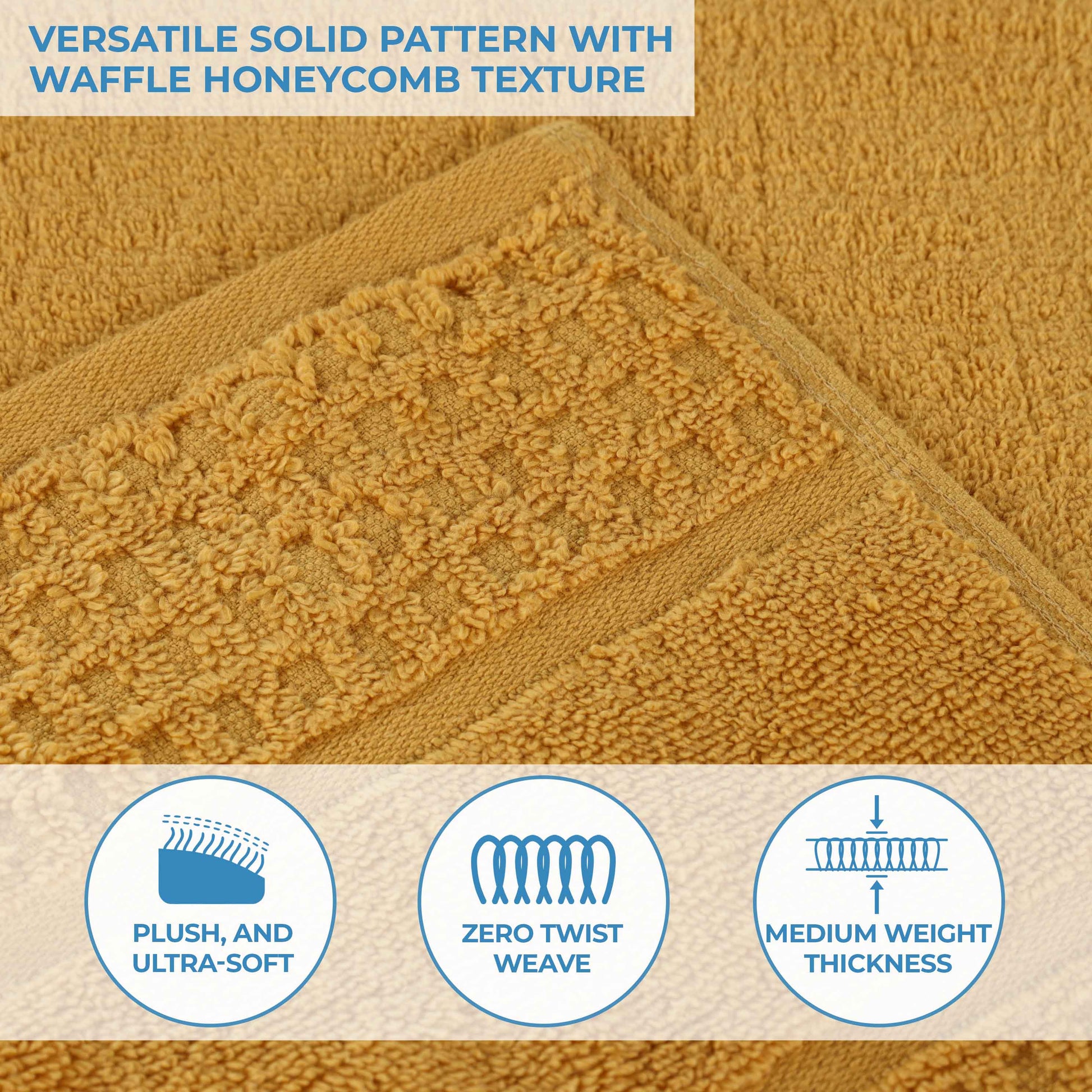 Napa Zero Twist Cotton Solid Waffle Honeycomb Bath Towel Set of 3 - Bath Towel by Superior Brand