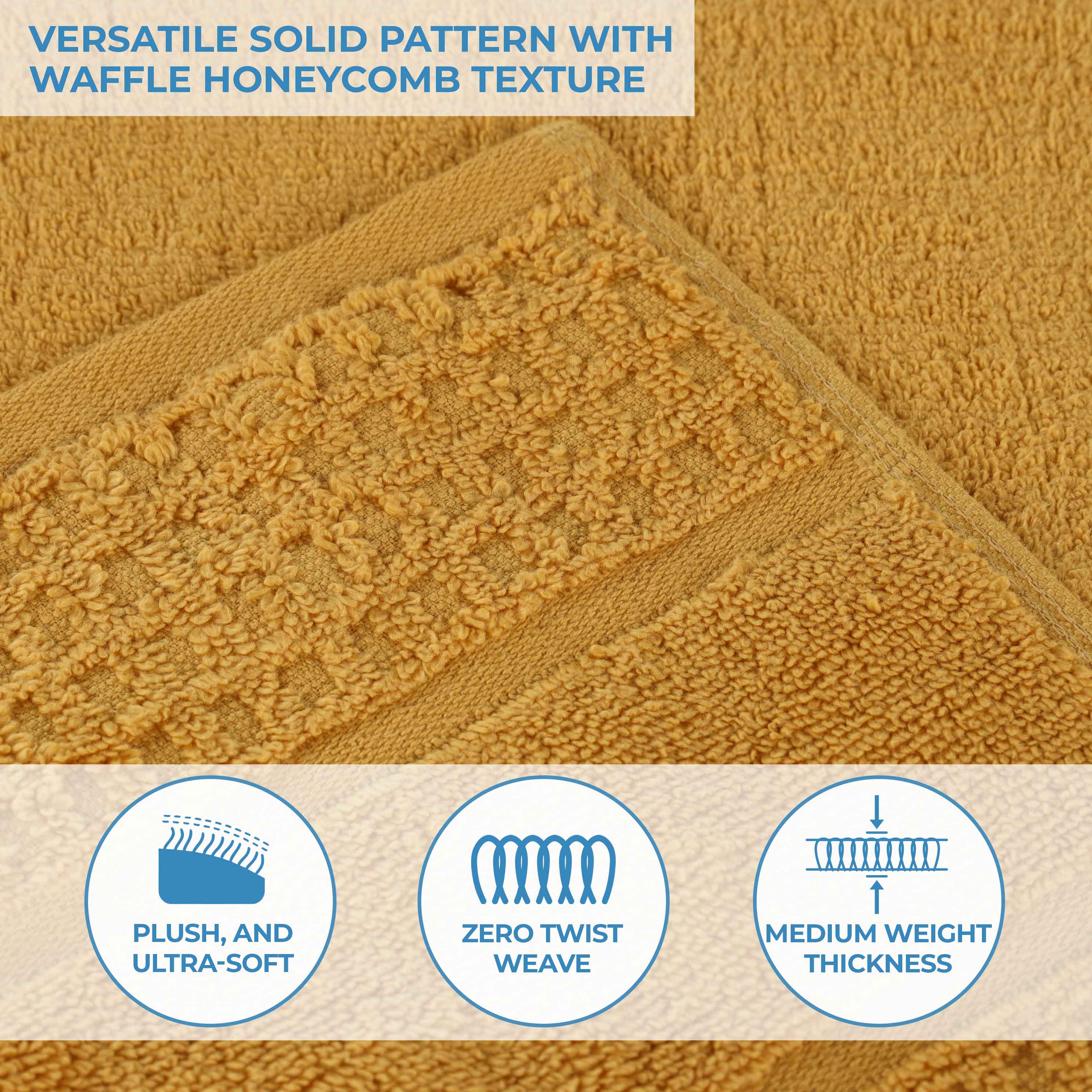 Napa Zero Twist Cotton Solid Waffle Honeycomb Bath Towel Set of 3 - Bath Towel by Superior Brand