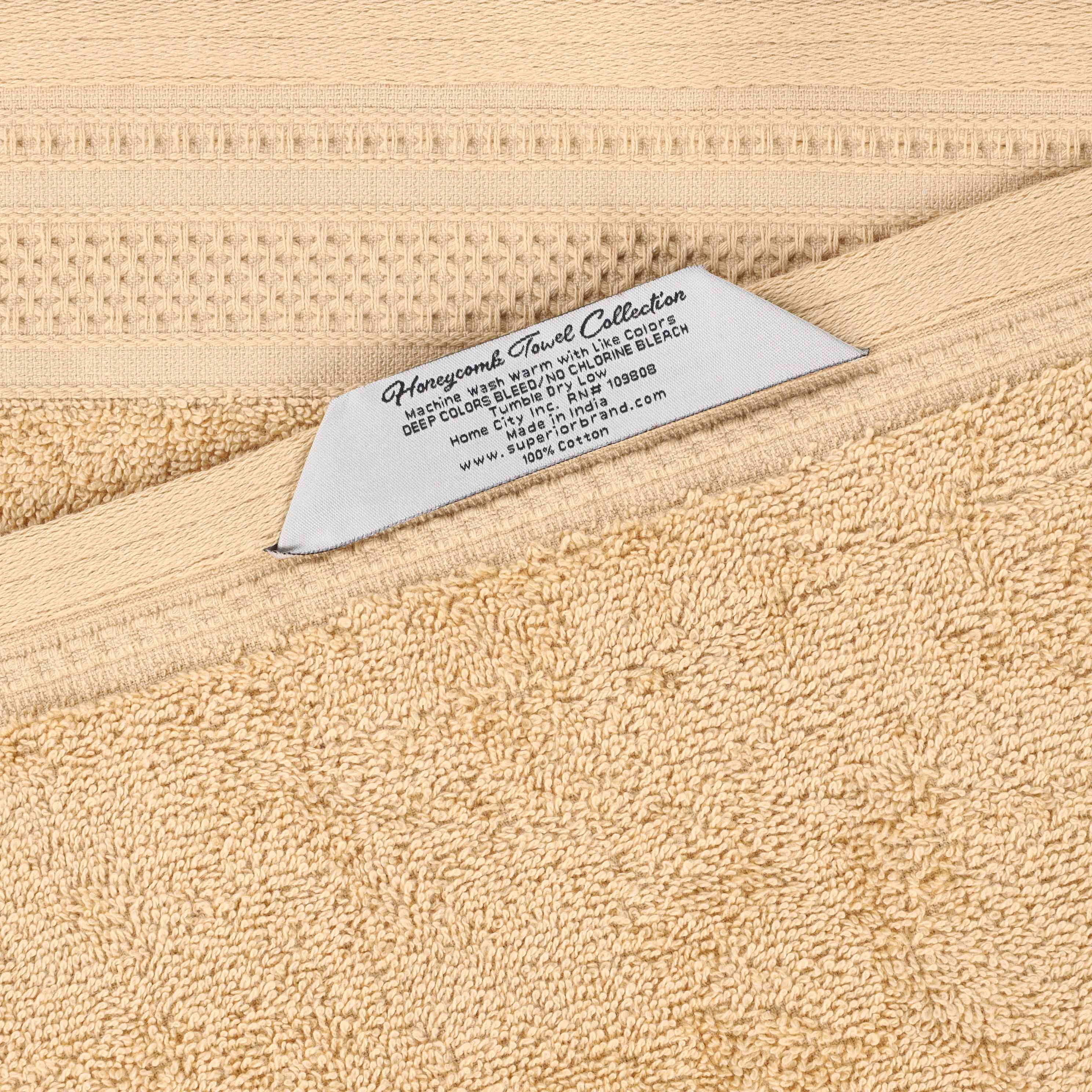 Honeycomb Textured Waffle Border Cotton Bath Towels, Set of 4 - Bath Towel by Superior Brand