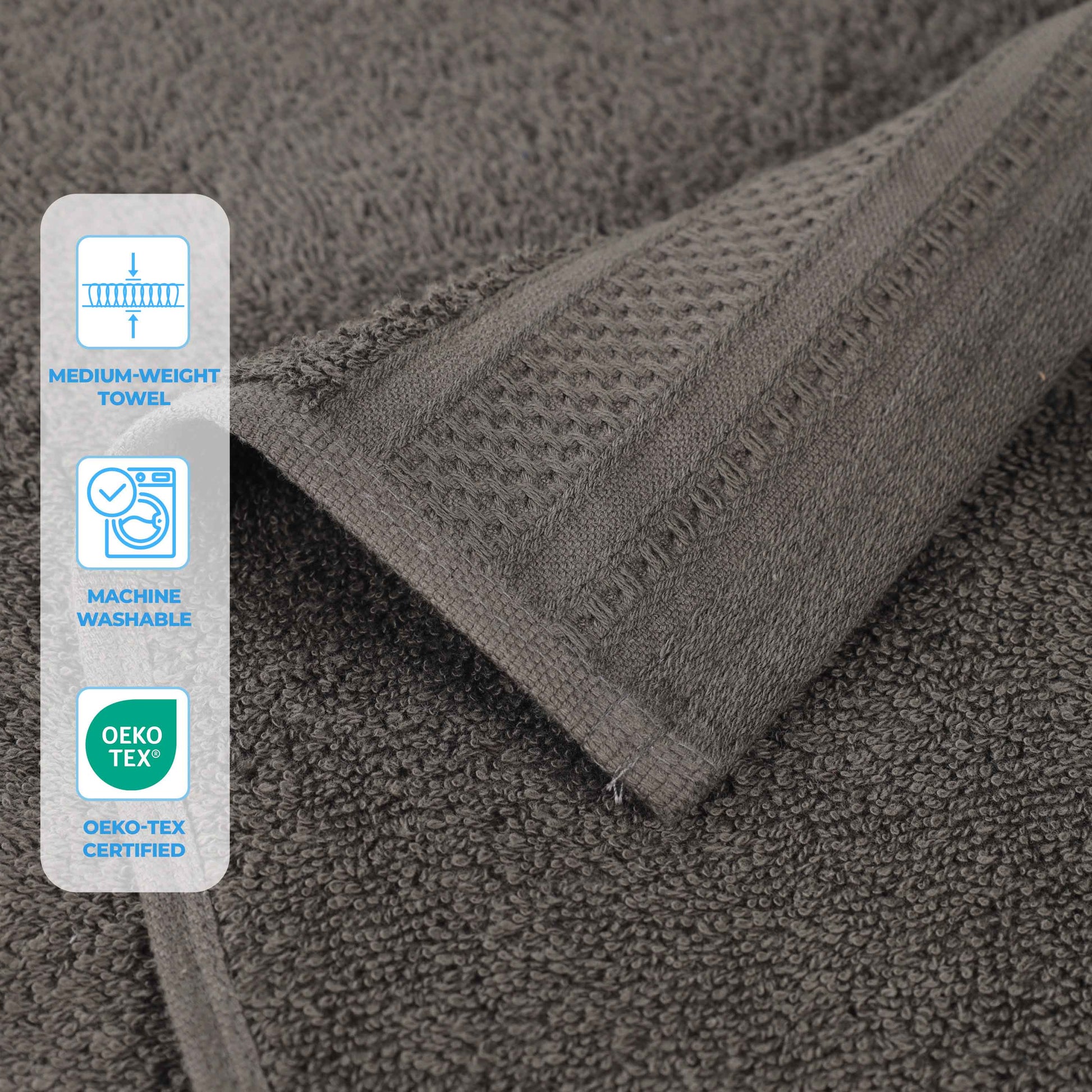 Honeycomb Textured Waffle Border Cotton Bath Towels, Set of 4 - Bath Towel by Superior Brand