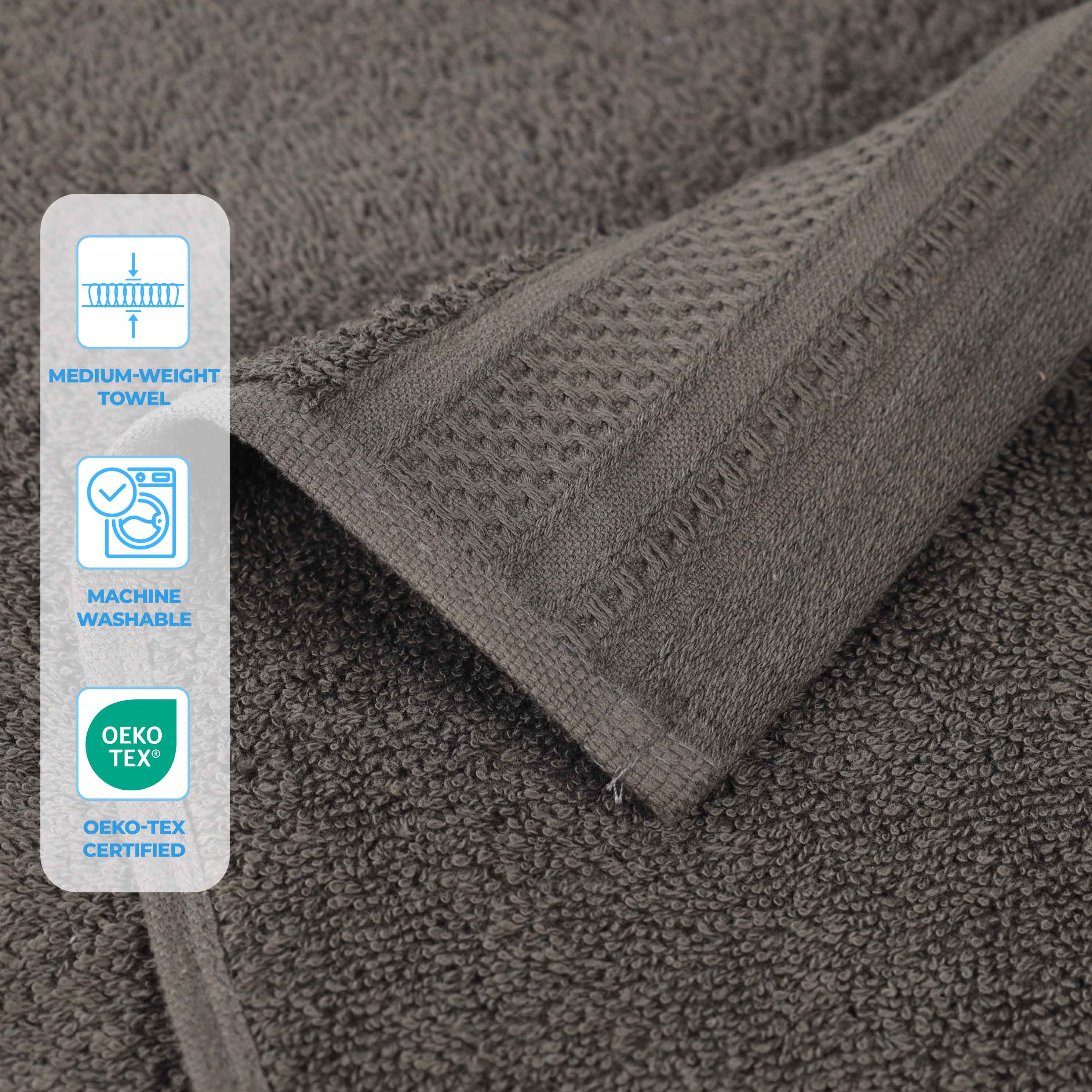 Honeycomb Textured Waffle Border Cotton Bath Towels, Set of 4 - Bath Towel by Superior Brand
