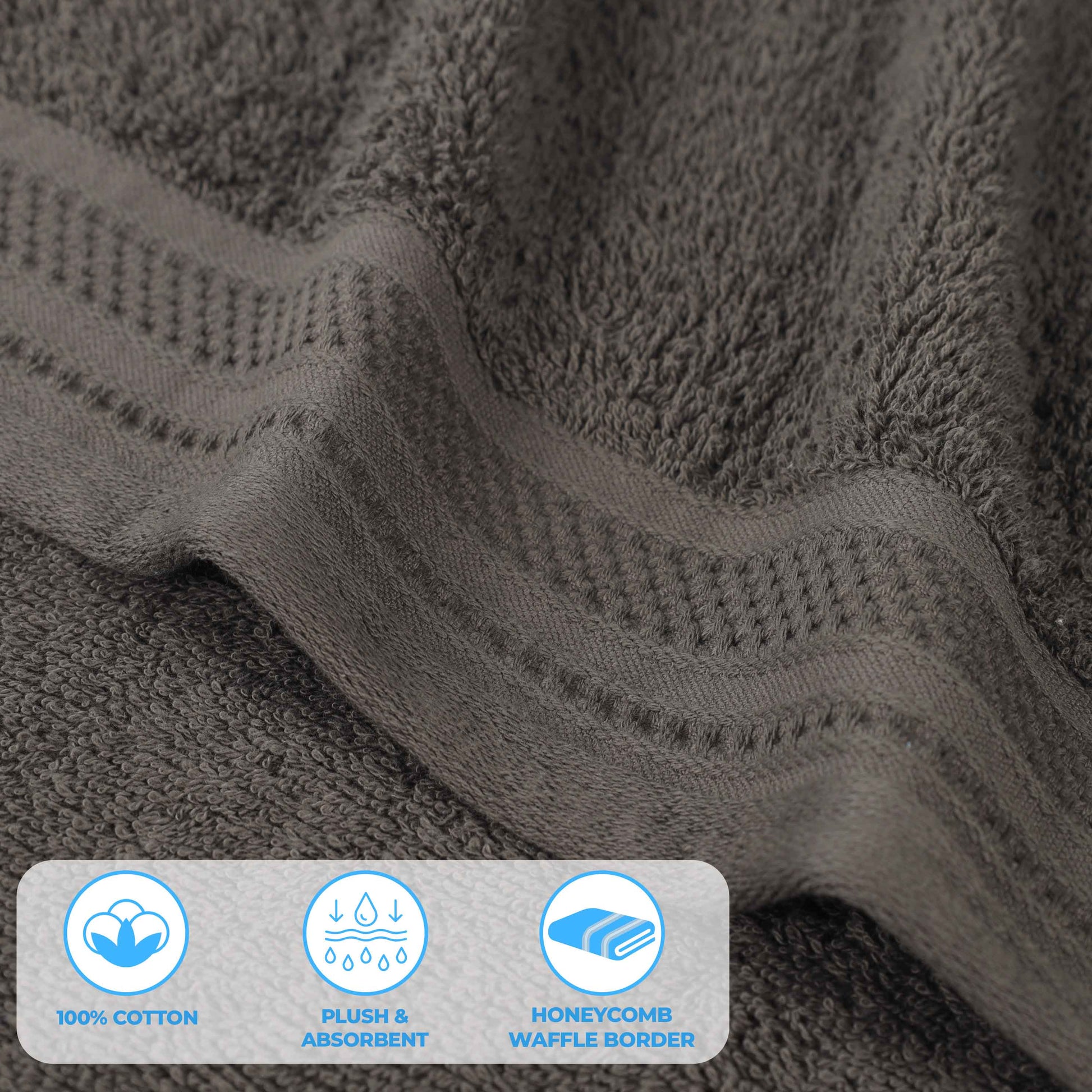 Honeycomb Textured Waffle Border Cotton Bath Towels, Set of 4 - Bath Towel by Superior Brand
