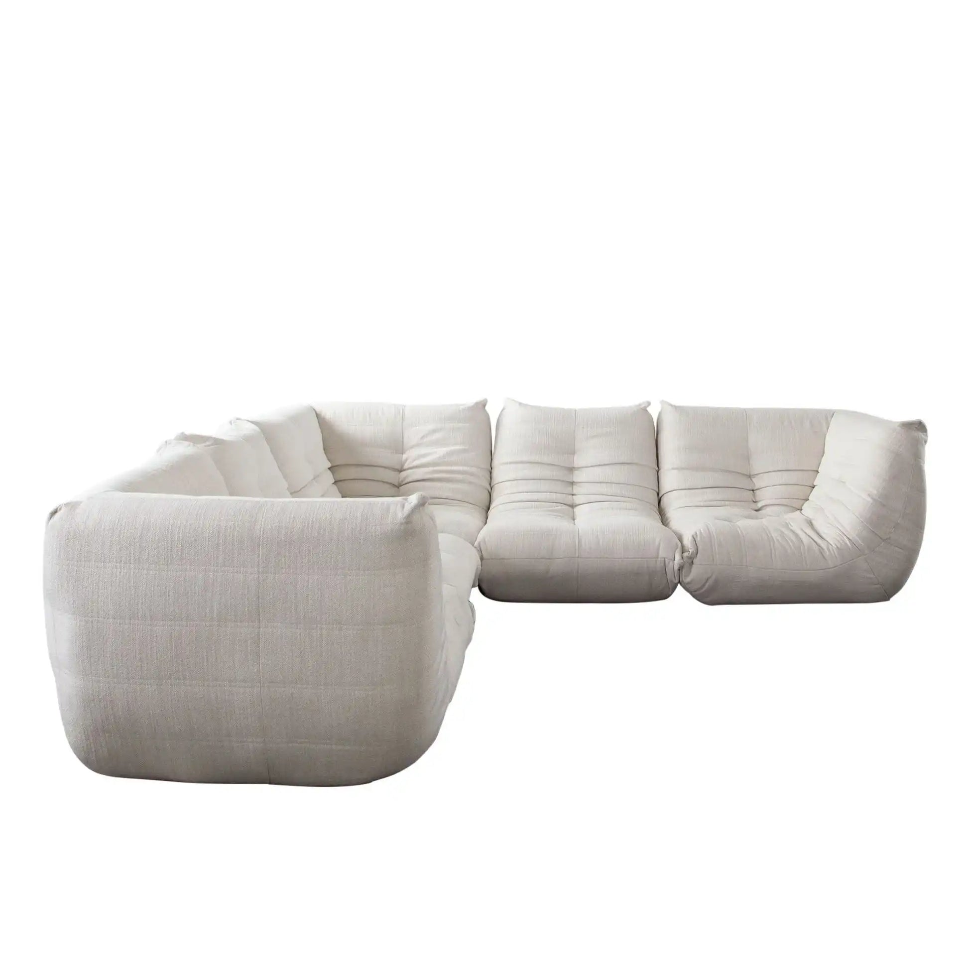 Ezra 5 Piece Modular Lounger – Cream Linen Fabric - Best Buy Furniture