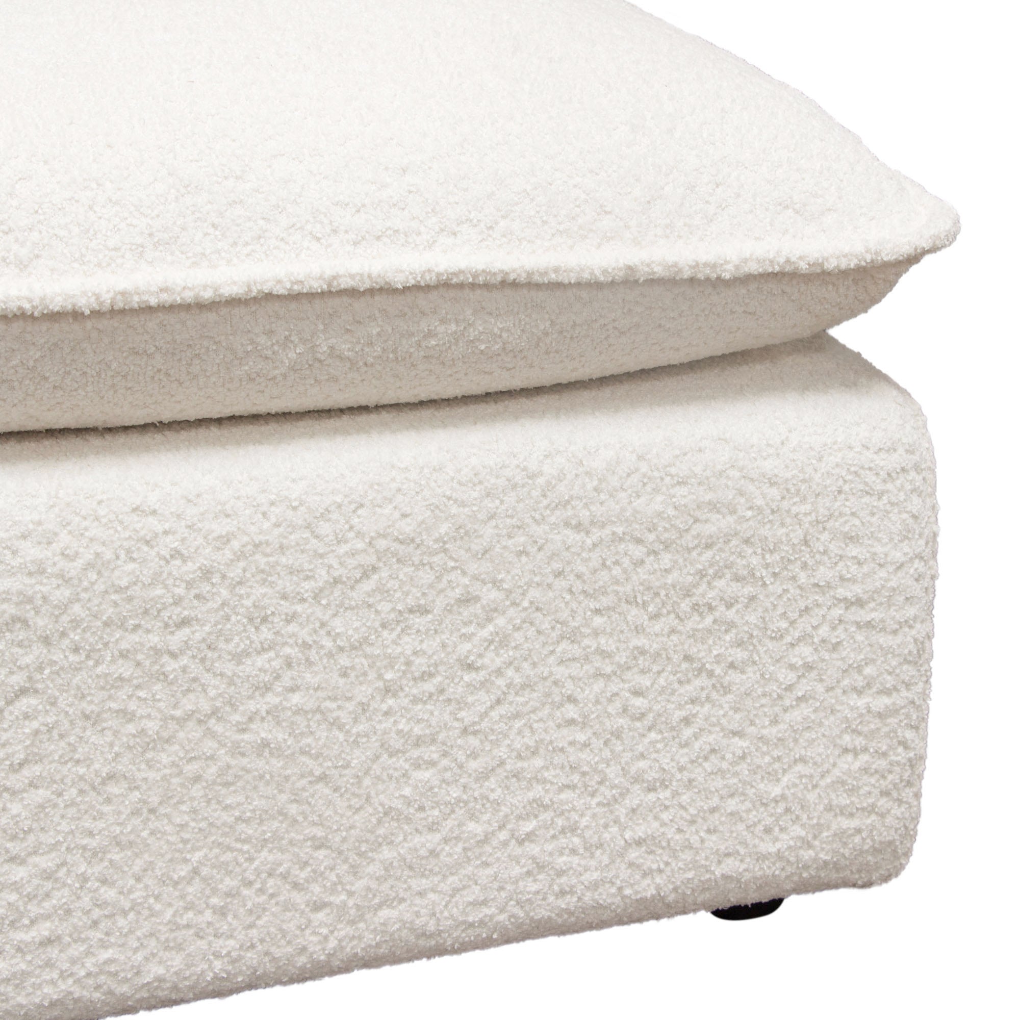 Ivy Square Ottoman in White Faux Shearling w/ Feather Down Seating by Diamond Sofa