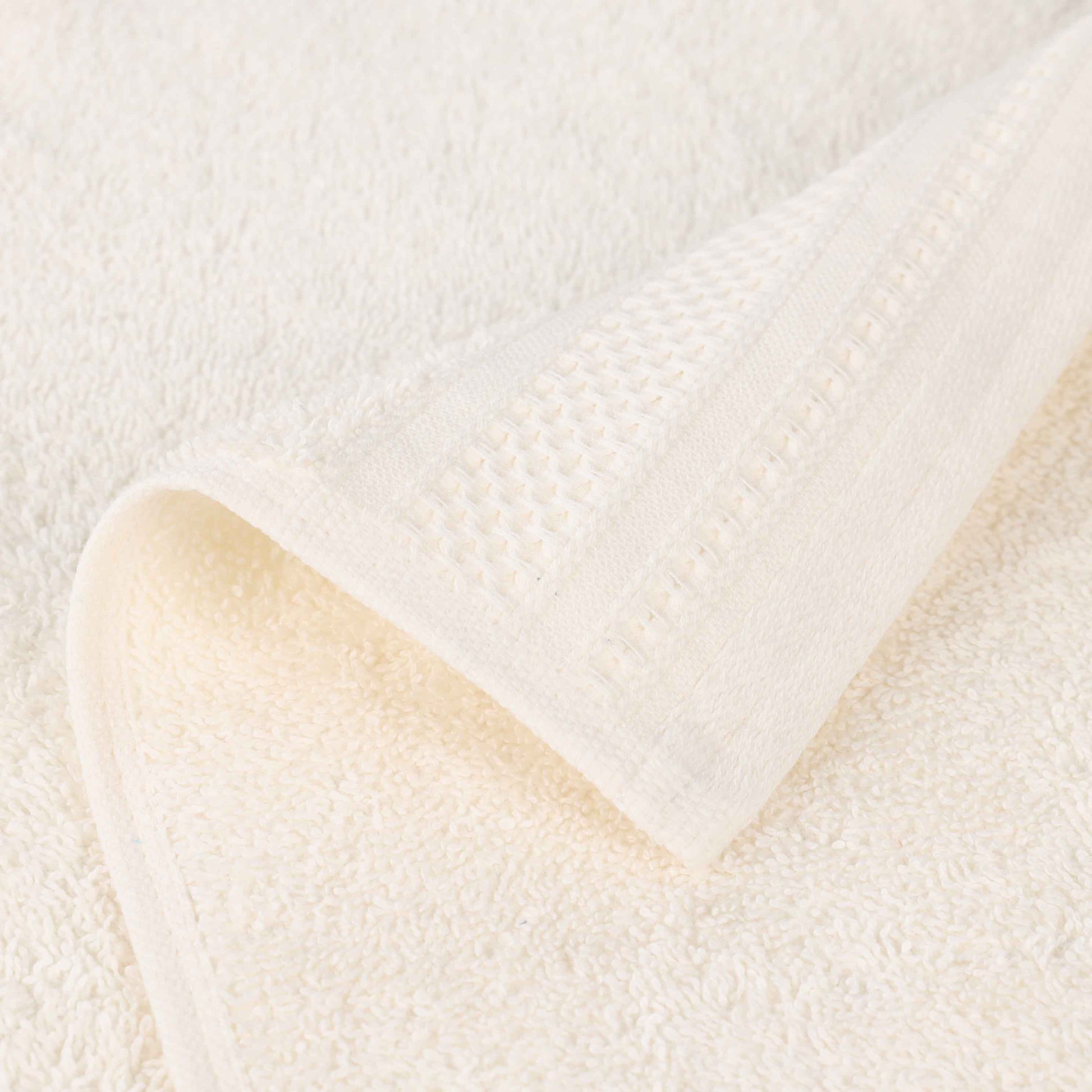 Honeycomb Textured Waffle Border Cotton Bath Towels, Set of 4 - Bath Towel by Superior Brand