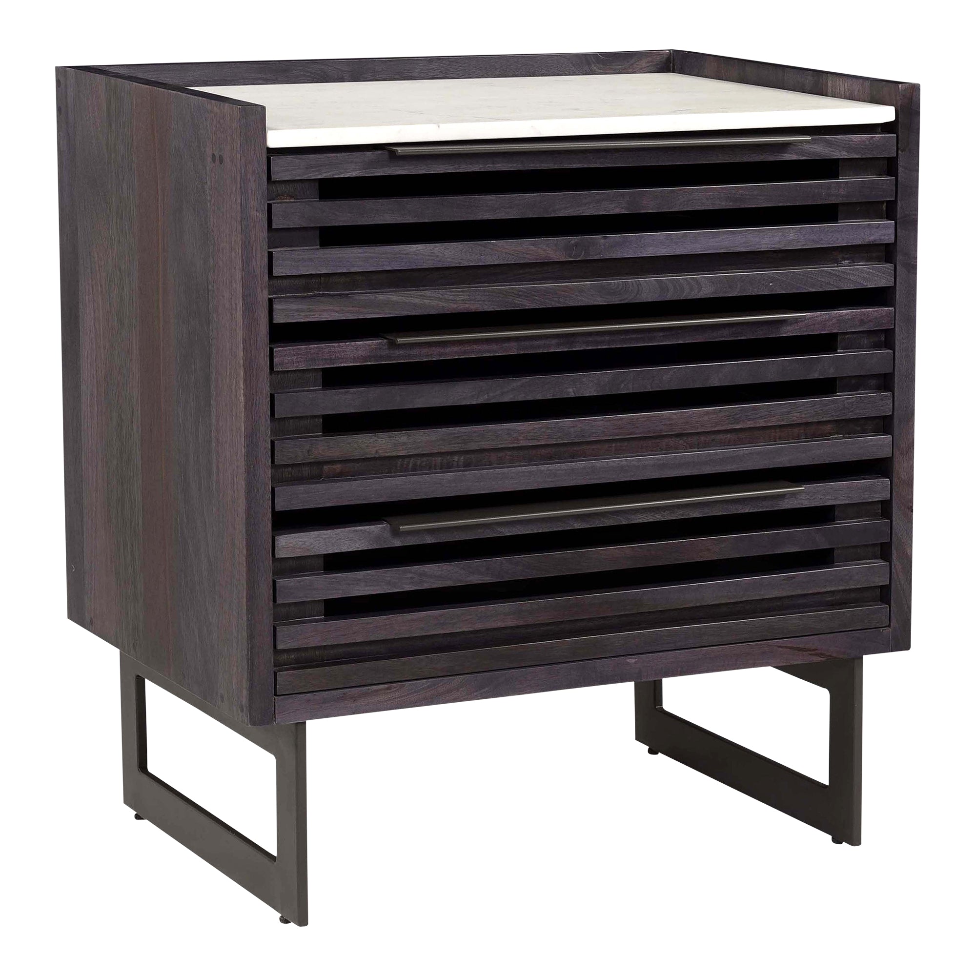 Paloma 3 Drawer Nightstand Charcoal Grey - Moes Home